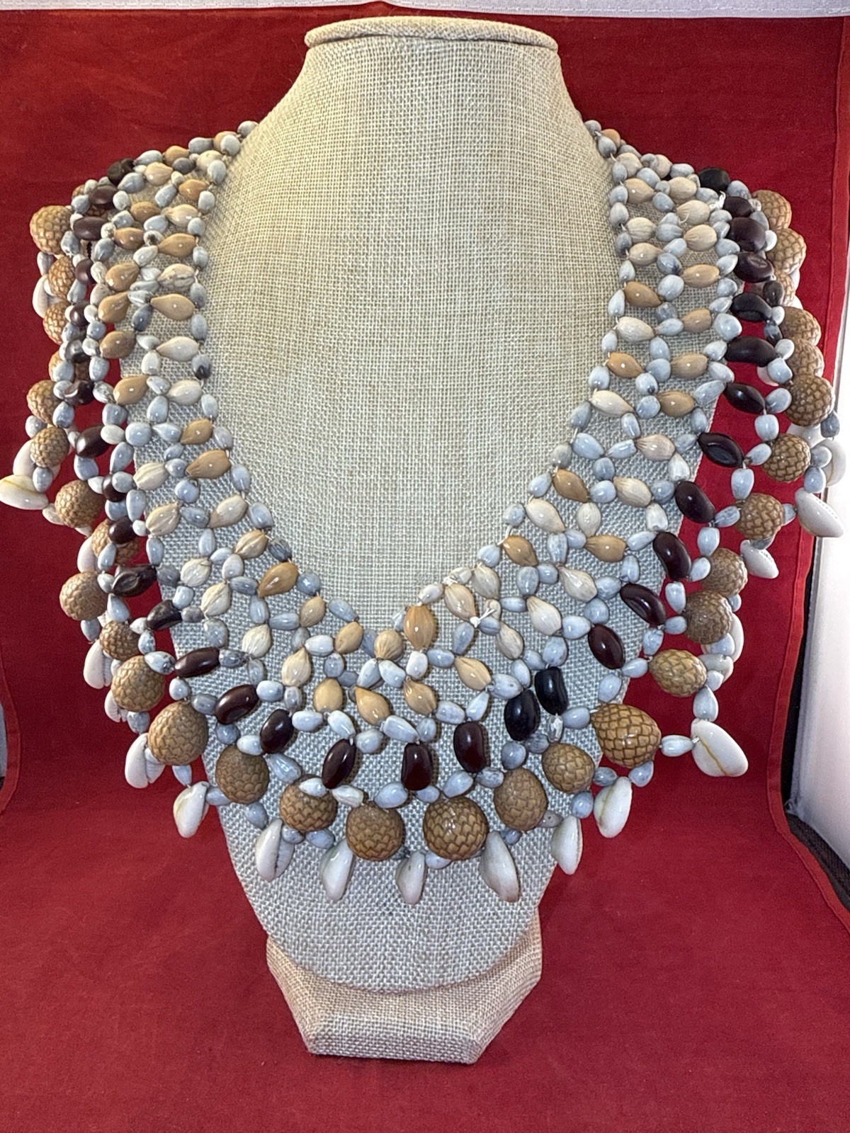 Middle Sepik Shells & Seeds Chest Ornament - Oceanic Art Jewelry USA Locale 14”R