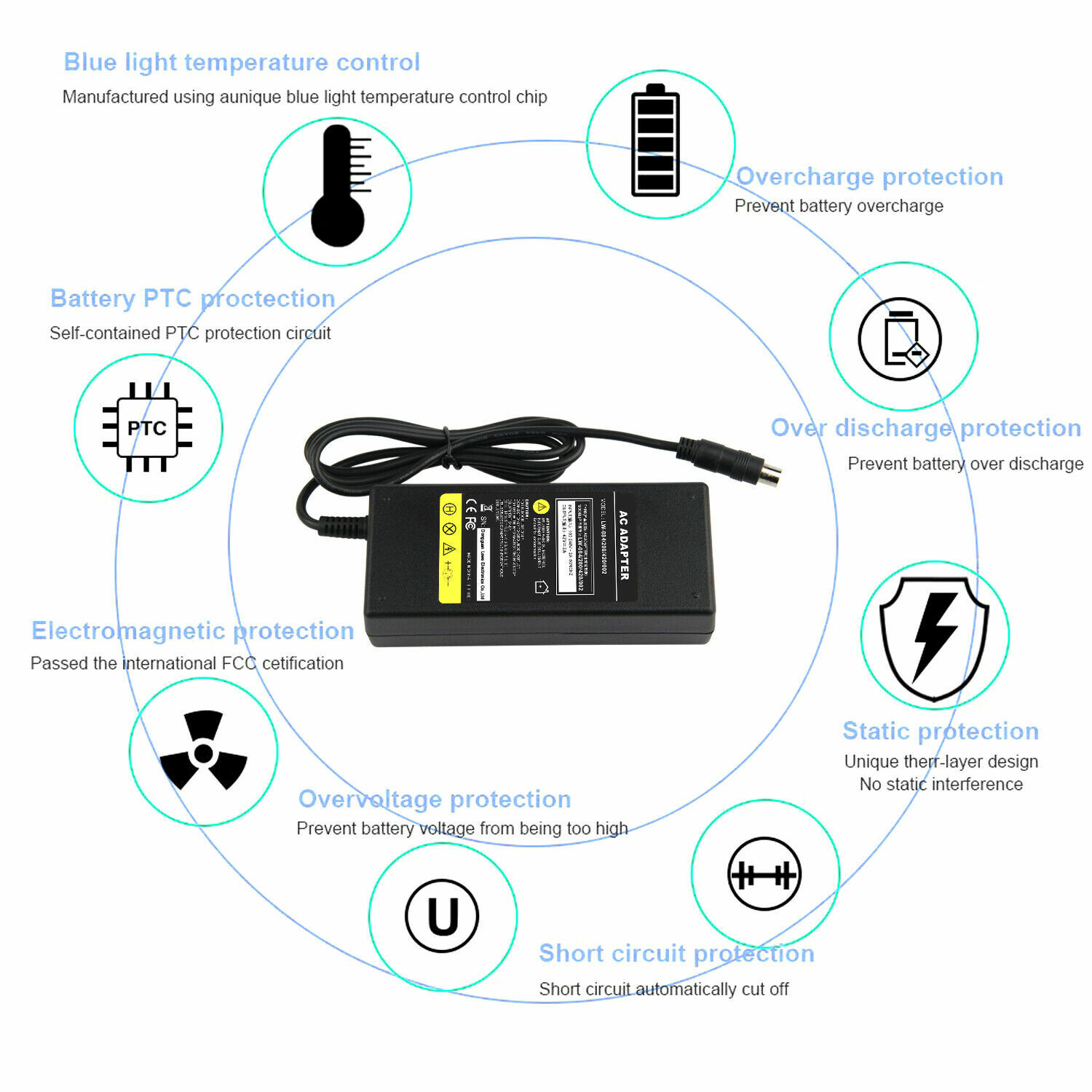 Fast Charger 42V 2A for Bird Lime Skip Xiaomi Mijia M365 36V li-ion Battery US