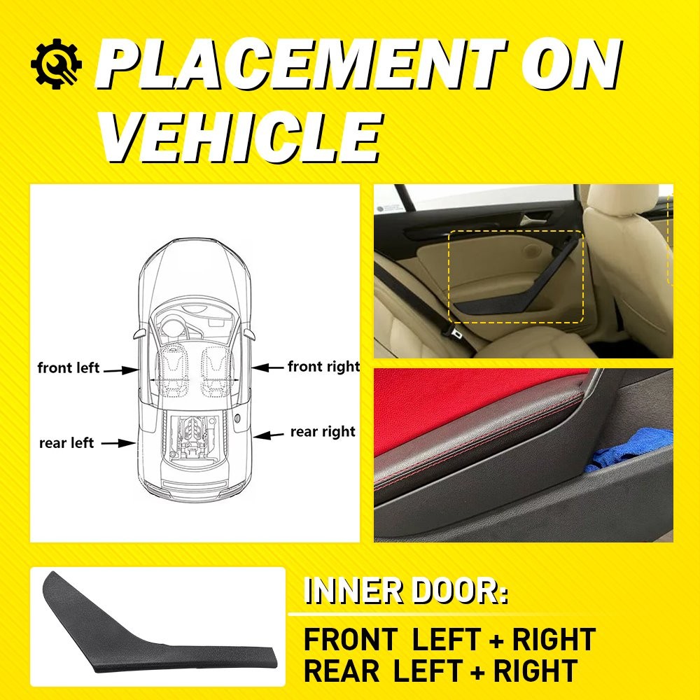 4x Inner Door Handle Trim Panel Pull Cover For VW Golf GTI MK6 2009-2013 4 Door