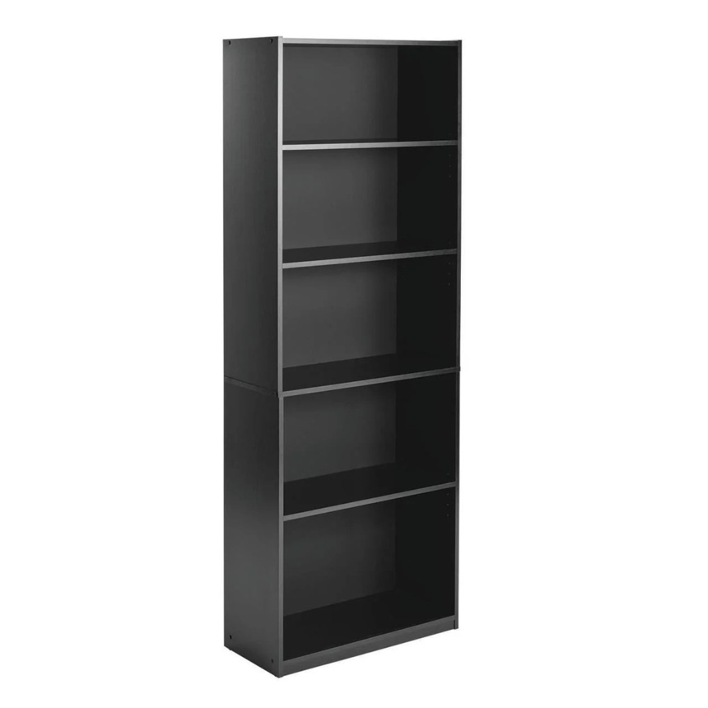 Mainstays 5-Shelf Bookcase Adjustable Shelves Storage Unit True Black Oak 71 in.