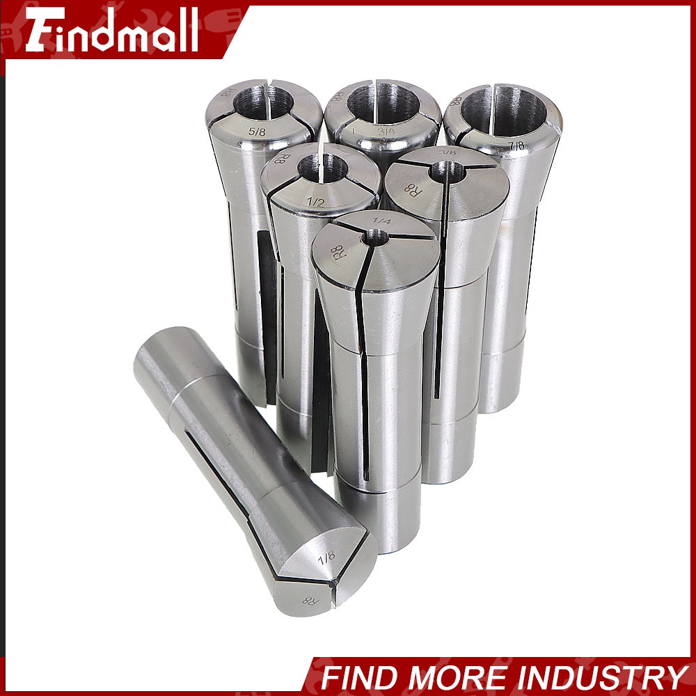 7Pcs Fractional R8 Collet Set 1/8" to 7/8" High Precision For Bridgeport