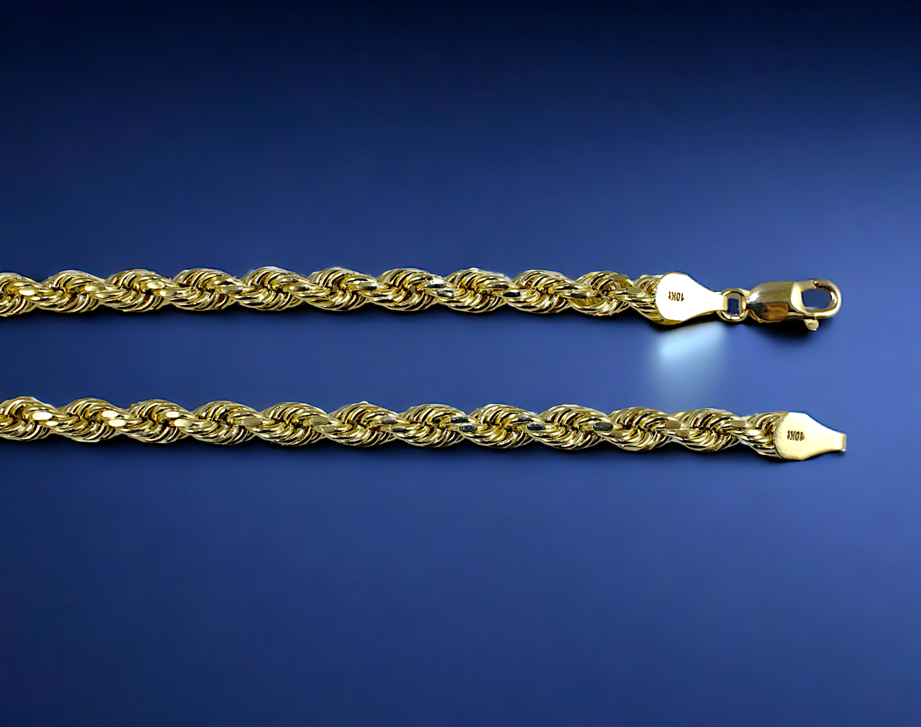10K Yellow Gold 2mm-10mm Rope Chain Necklace Diamond Cut All Sizes Real