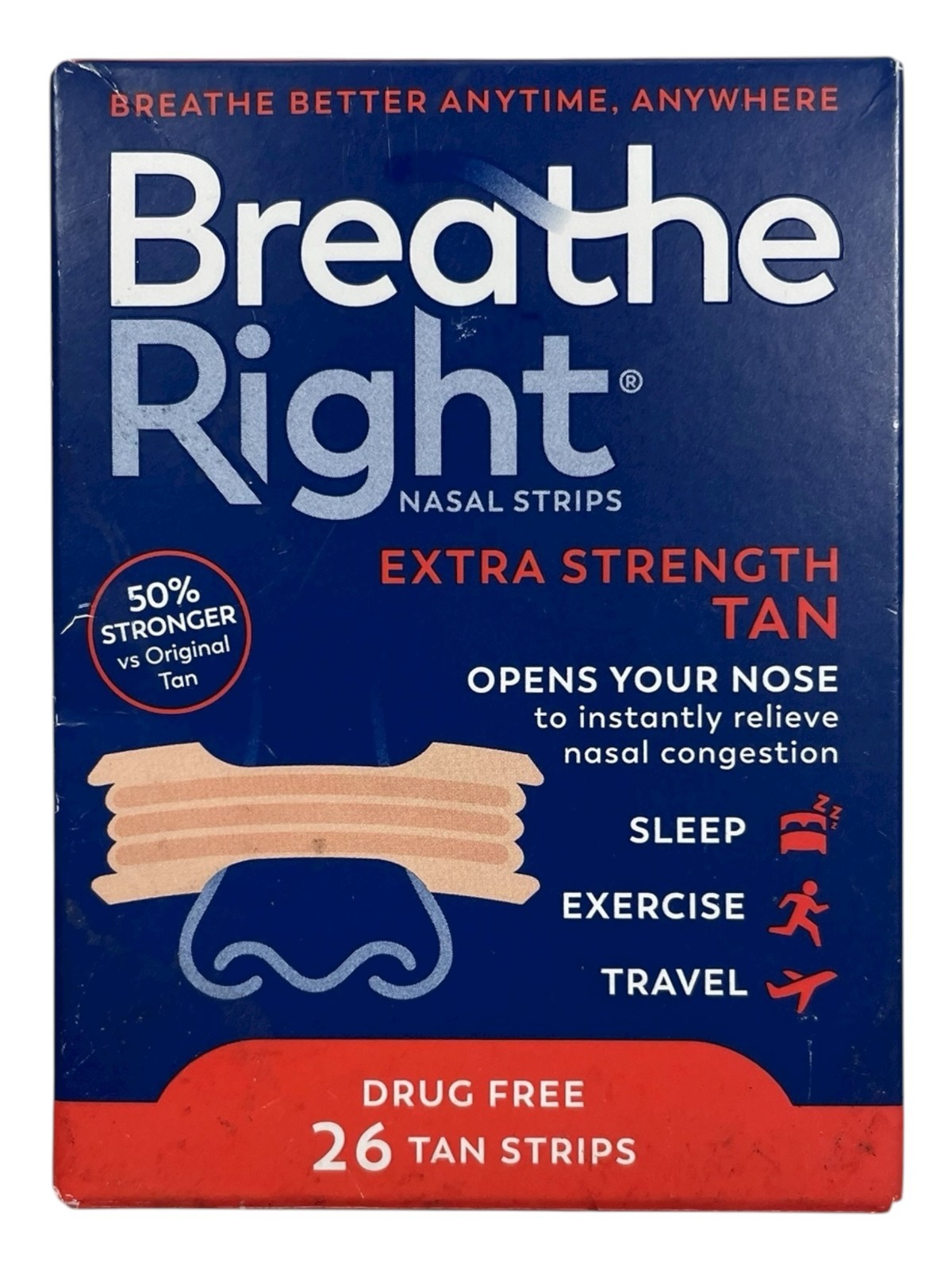 Breathe Right Nasal Strips - Tan - 2 PACK - 26 strips in each - Exp 09/28