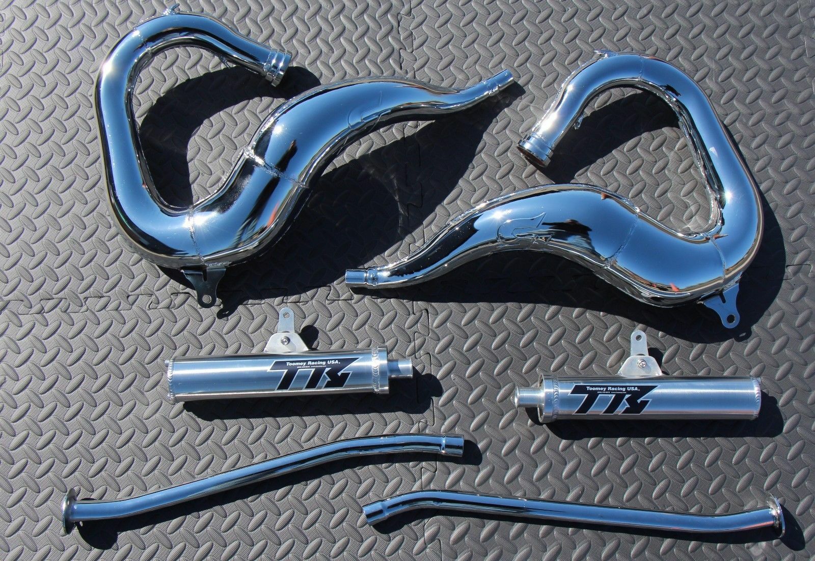 NEW Yamaha Banshee CHROME Toomey Racing T5 Pipes + T-5 silencers 1987-2006