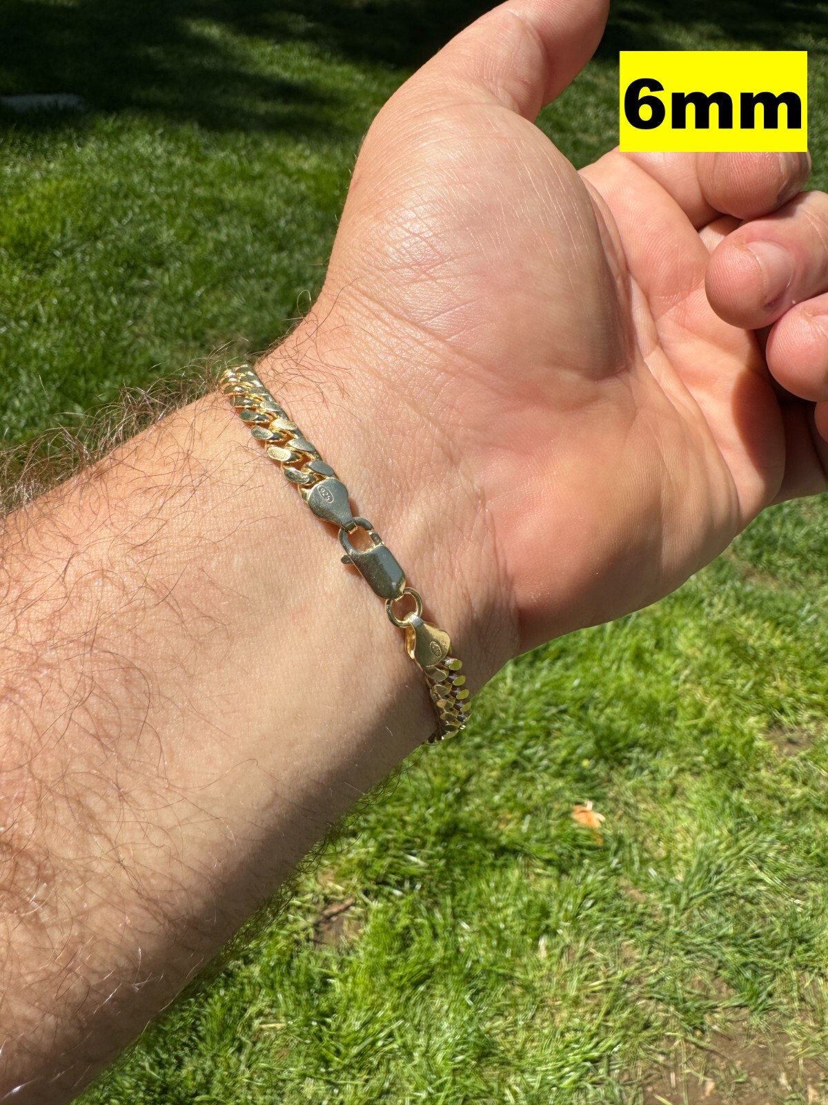 Mens Real Solid 14k Gold Vermeil 925 Silver Miami Cuban Bracelet 4-10mm 6.5-9"