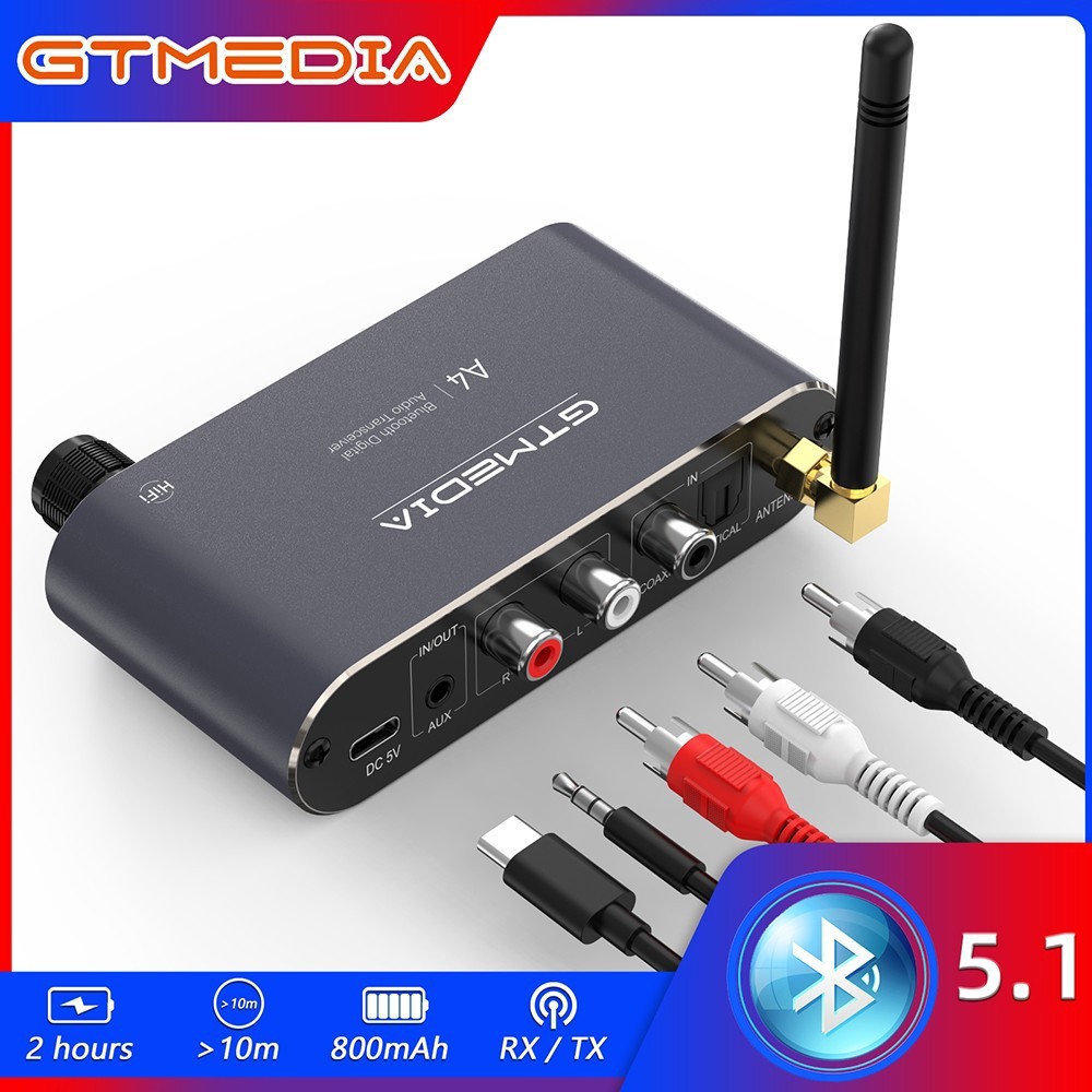 GTMEDIA A4 Hi-Fi Bluetooth v5.1 Audio Receiver COAXIAL OPTICAL Audio Adapter New