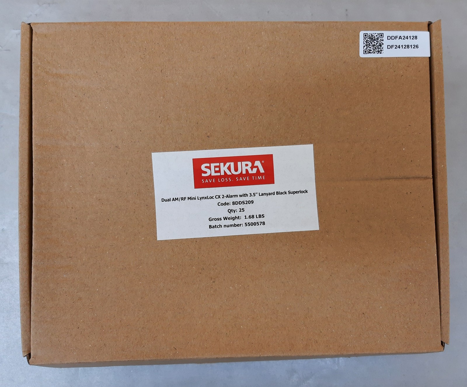 Qty/25 Sekura Dual AM/RF Mini LynxLoc CX 2-Alarm w/ 3.5" Lanyard Black Superlock