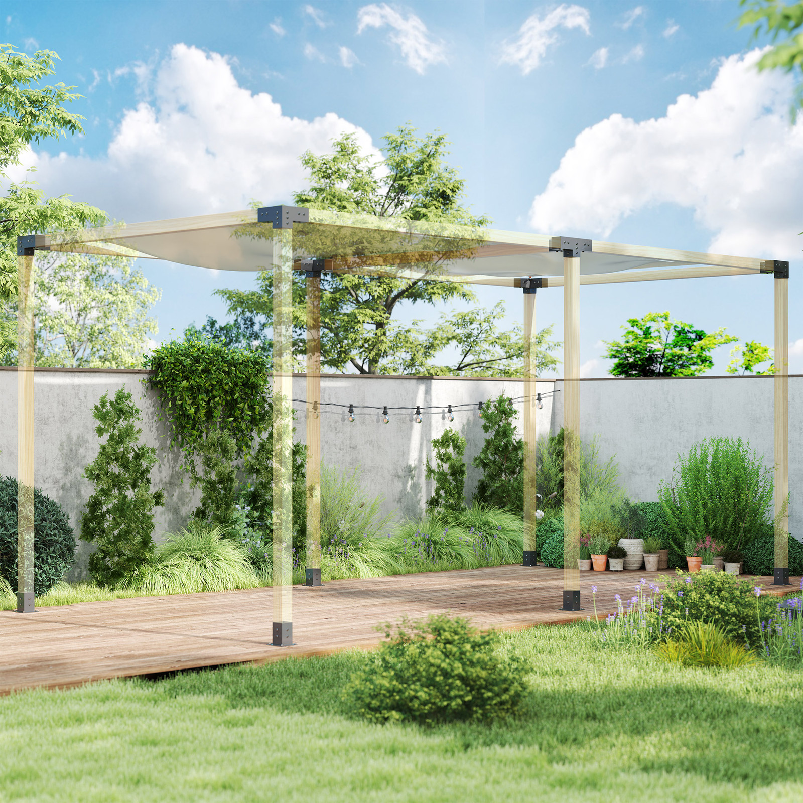 Outsunny 12PCS Pergola Kit Brackets for 4"x4" (Actual 3.6"x3.6") Lumber