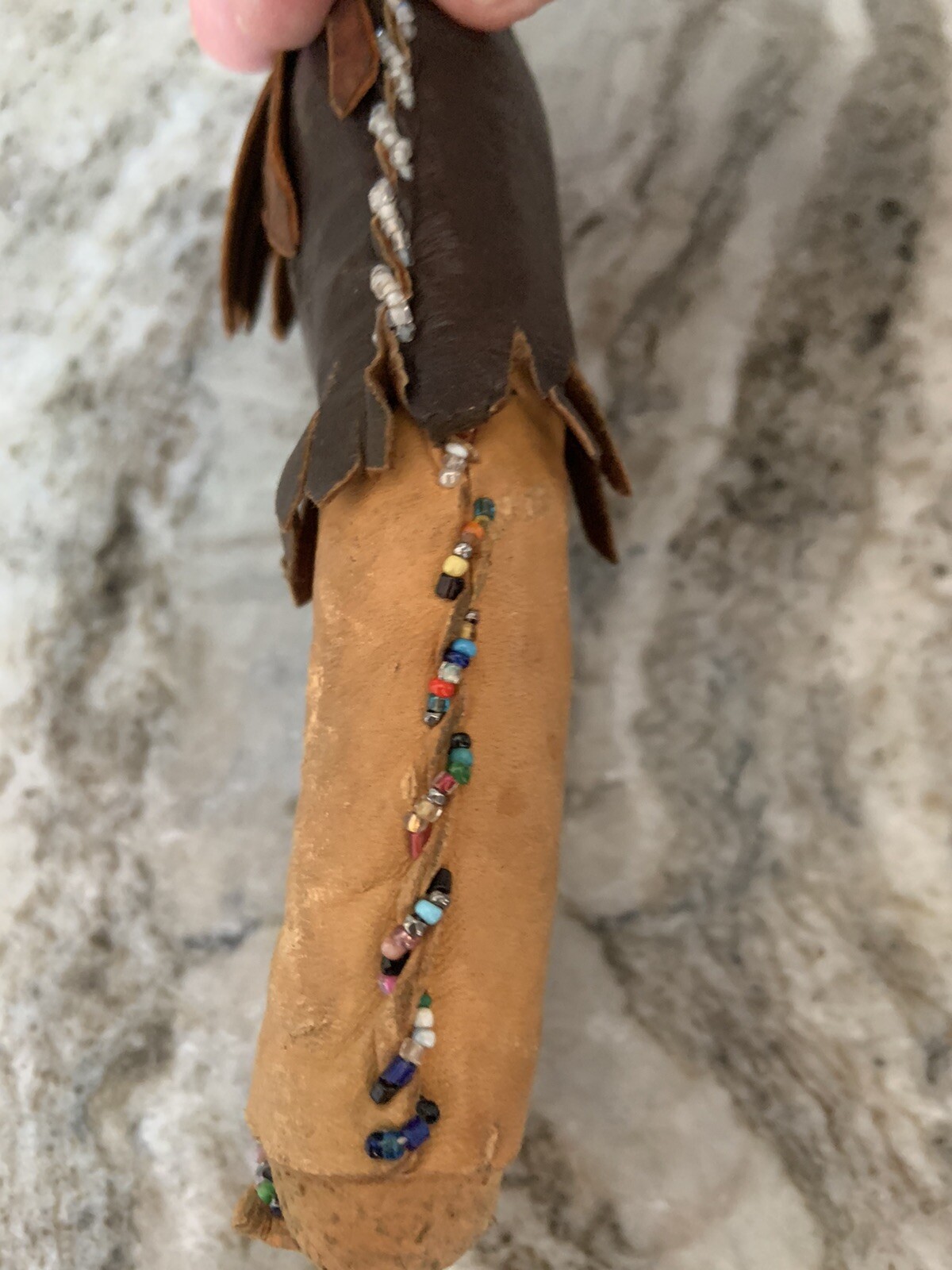 1900-1920 AMERICAN NAVAJO INDIAN HANDMADE 7-1/2” RAG DOLL DEERSKIN + BEADWORK