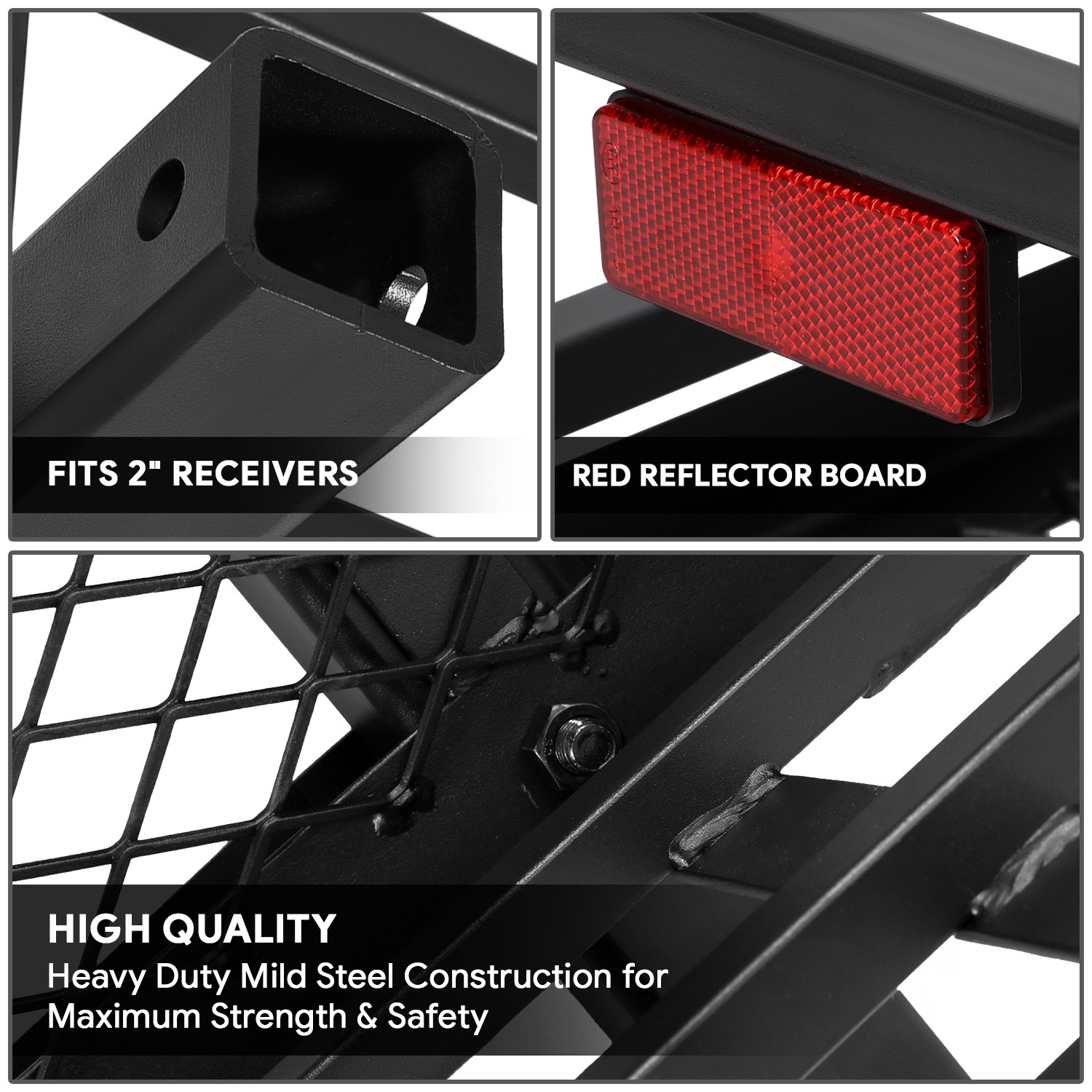 Collapsible Mild Steel 2" Receiver Tow Hitch Cargo Rack Carrier Basket+Pin& Clip