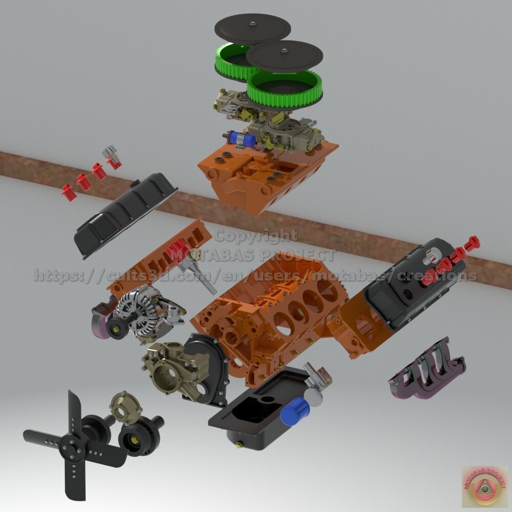 1:25-1:24 Scale Hemi 426 Cross Ram Engine Kit Resin Printed