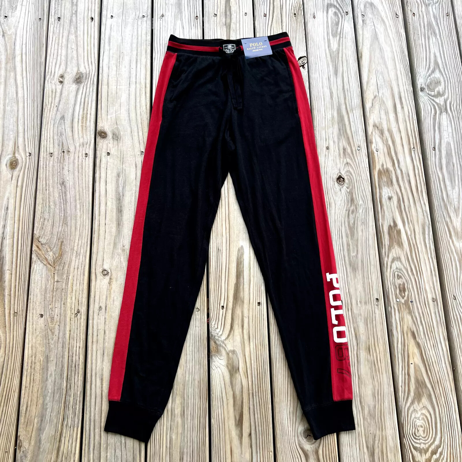 Polo Ralph Lauren Polo67 Men's Lightweight Pajama Sleep Jogger Pants Black/Red