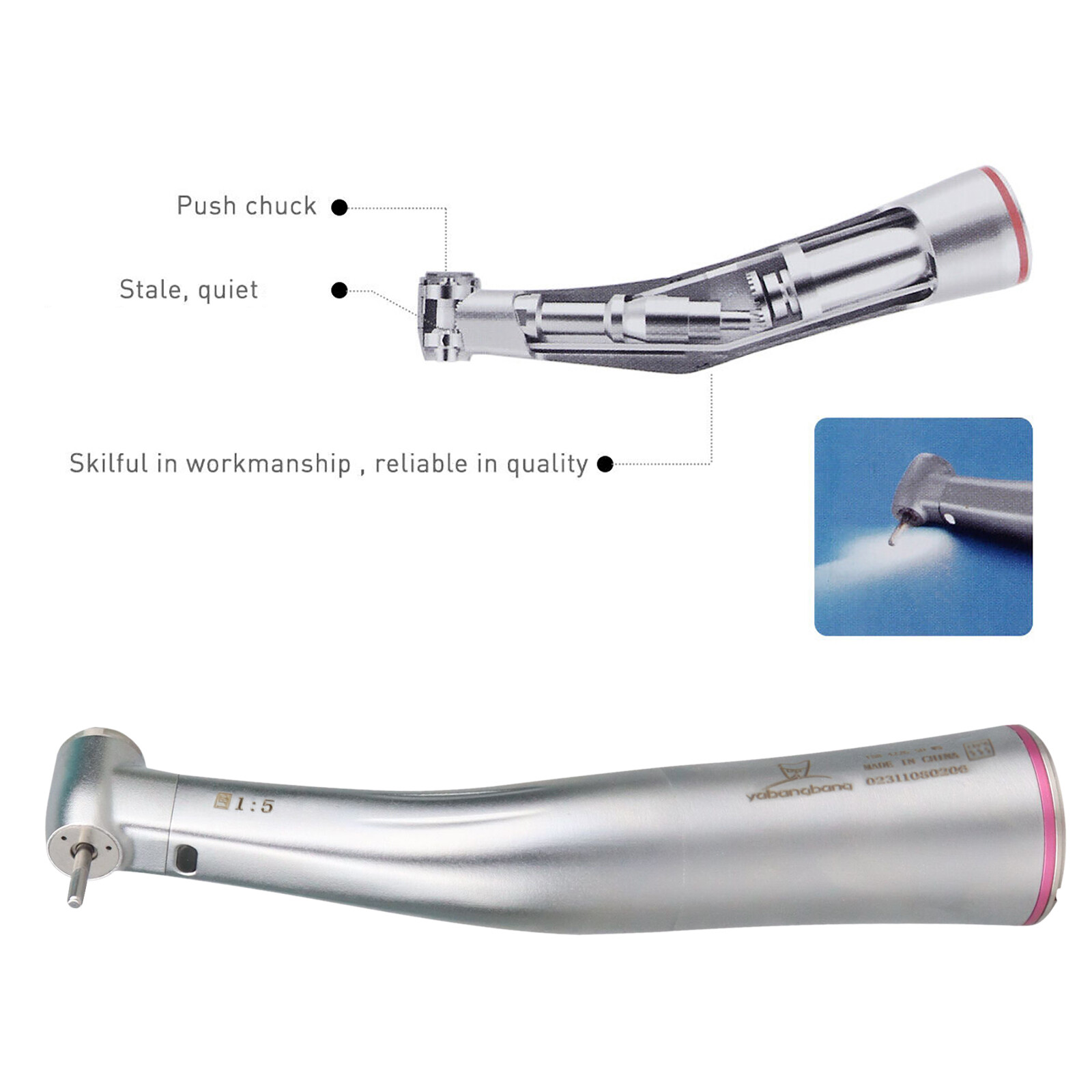 Dental 1:5 LED Fiber Optic Contra Angle Handpiece compatible NSK Ti-MAX X95L