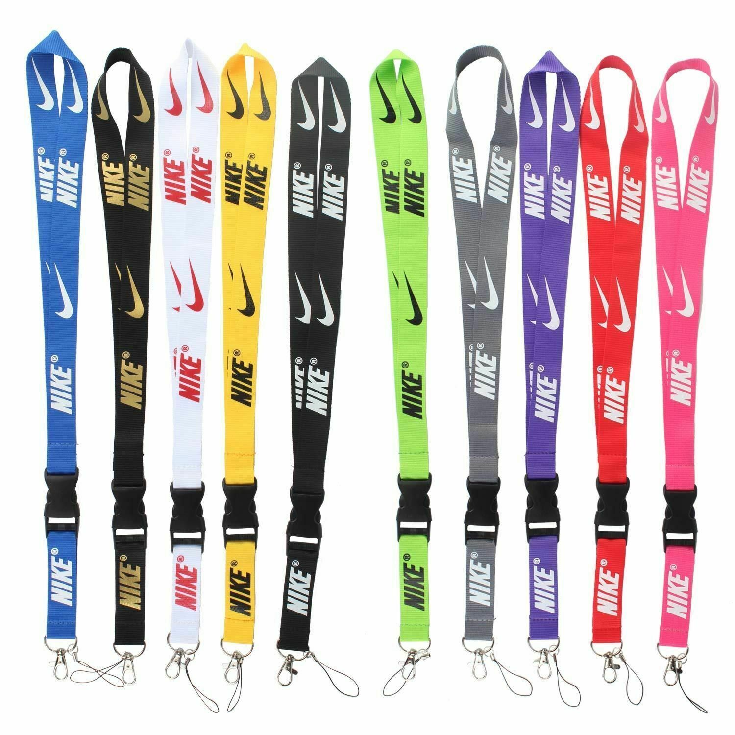 Nike 10 Pieces Set Lanyard Detachable Keychain Badge ID 10-Pack Multicolor