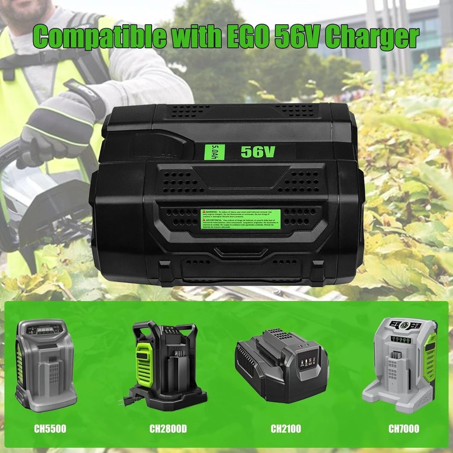 2x 56Volt 5.0Ah Lithium-ion Battery For EGO Power+ 56V BA5600T BA2800T BA2240