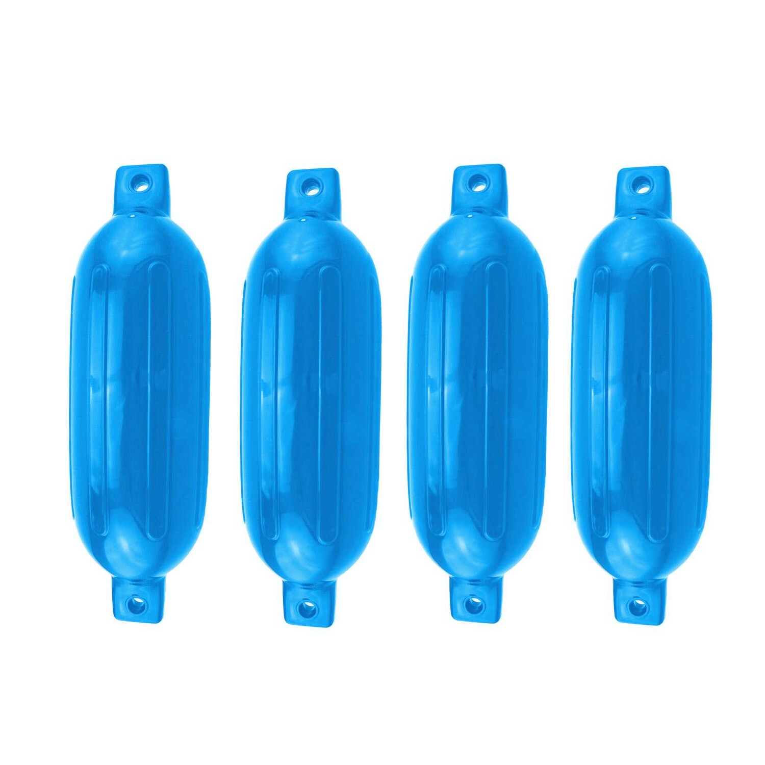 4 Ribbed Boat Fender 8.5" X 27" Blue Vinyl Marine Bumper Inflatable Dock Shield