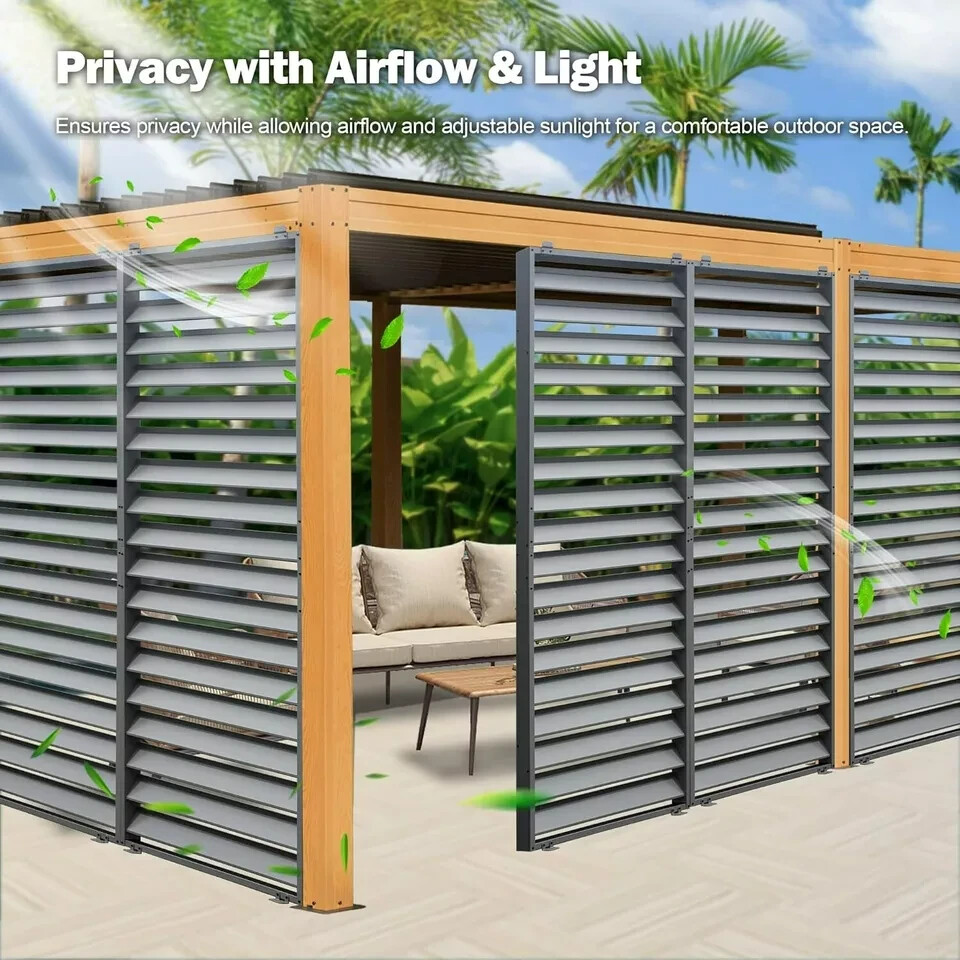 Domi Louvered Pergola Accessories Pergola Screens, Waterproof, Wind Block,Grey