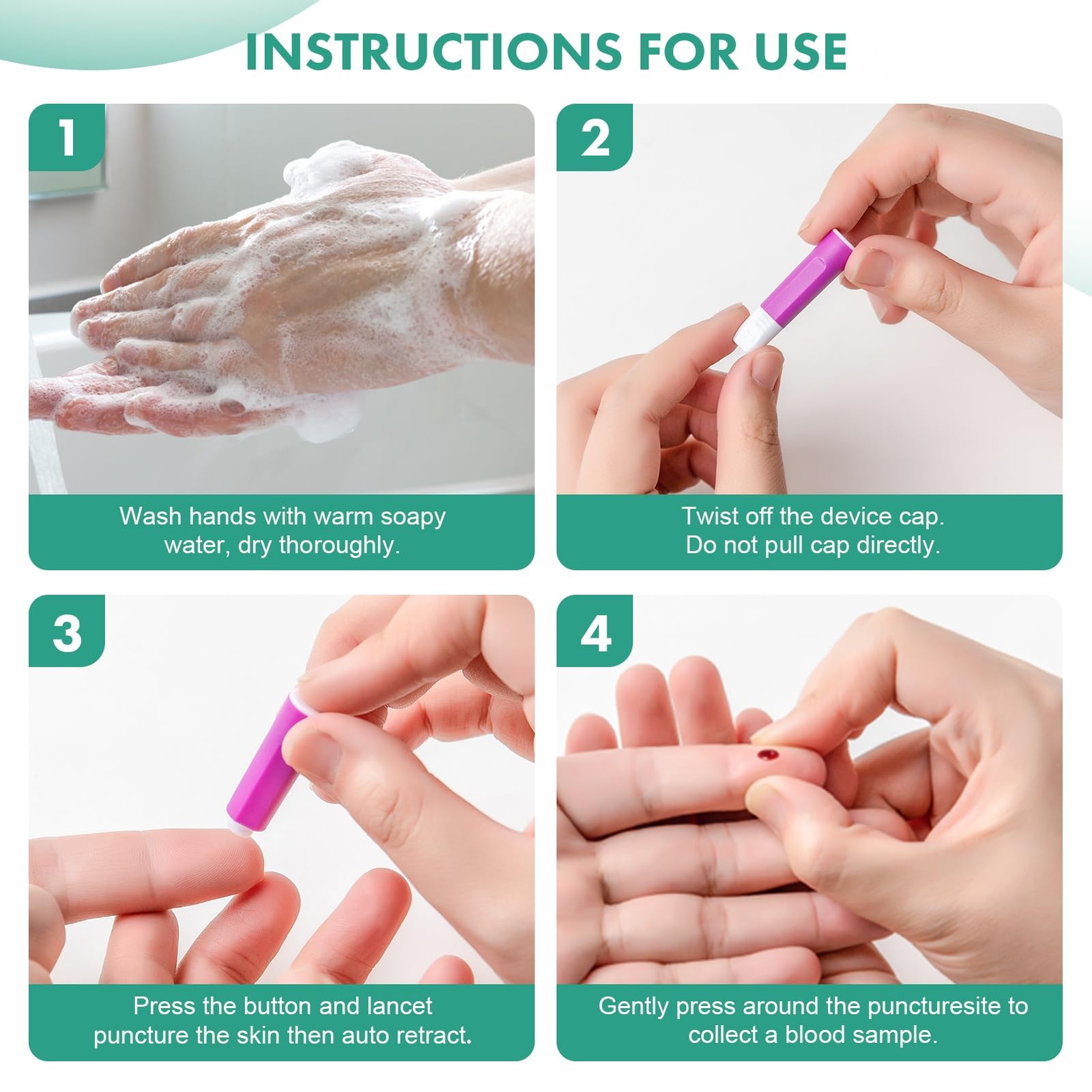 CARELIVING Safety Lancets, 100 Count Sterile, Pressure Activated 28 G, Gray