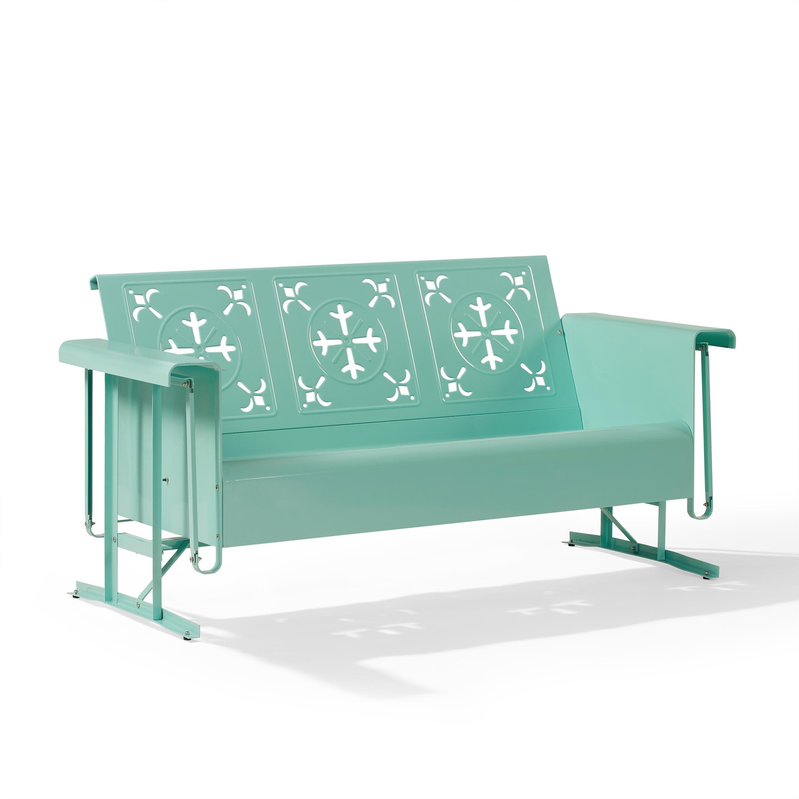 Crosley Furniture Azalea Retro Outdoor Sofa Glider in Aqua Gloss