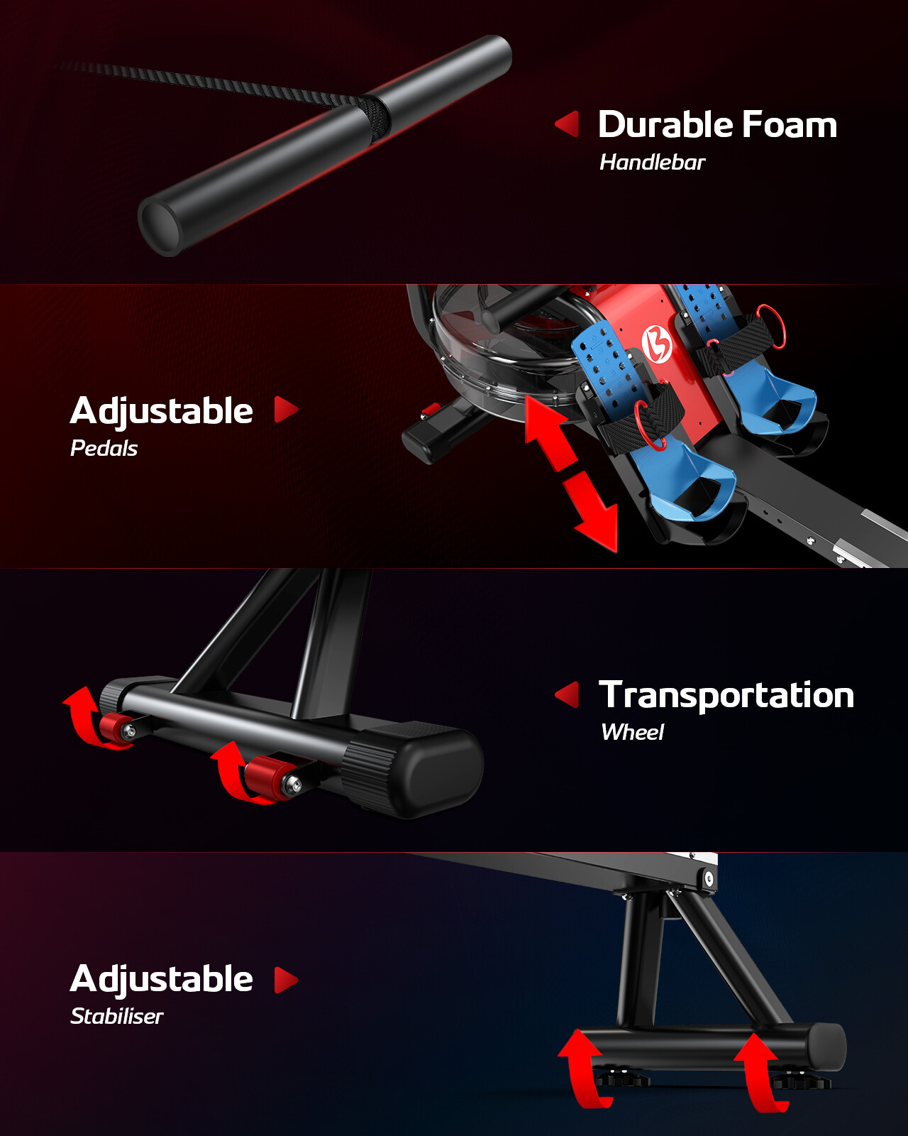 Magnetic Water Row Rowing Machine Rower 16 Levels Cardio Home Exercise Equipment