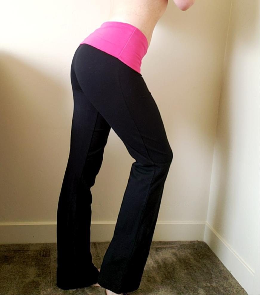 New Yoga Pants Womens Athletic Foldover Stretch Gym Casual Comfy Lounge S-M-L