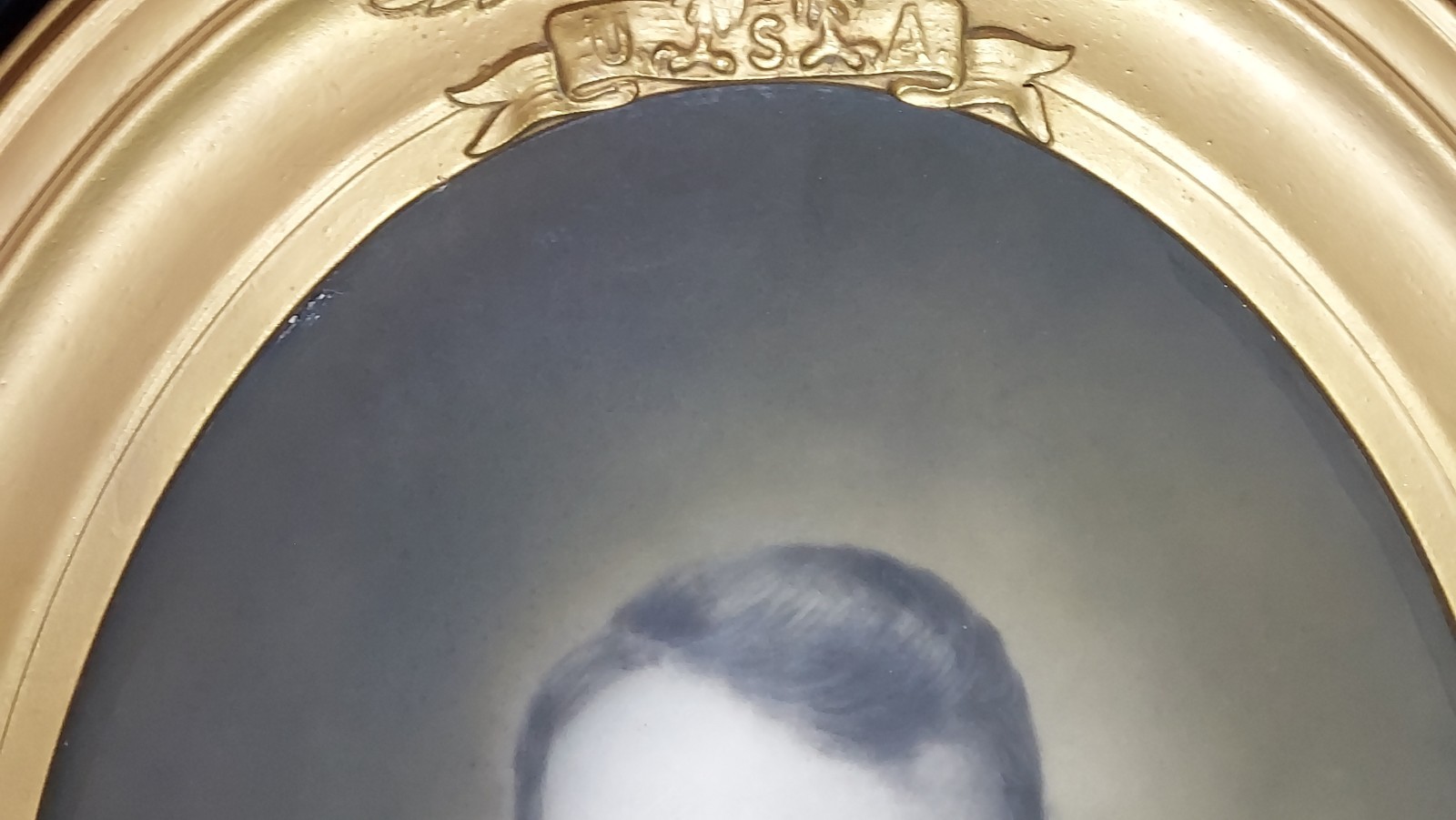 WWI Soldier General's Staff Star Military Frame Oval Bubble Glass