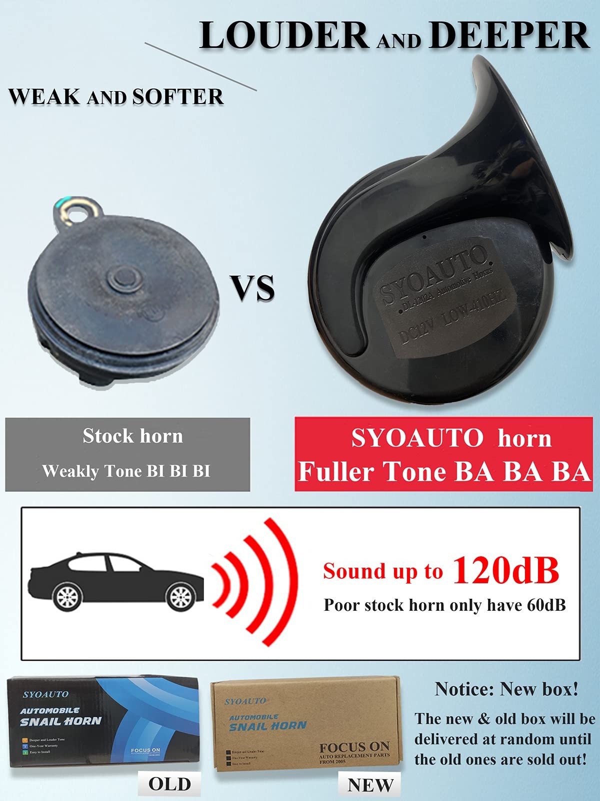 SYOAUTO Car Horn 12V Loud Universal Fit High Low Tone Waterproof Truck black