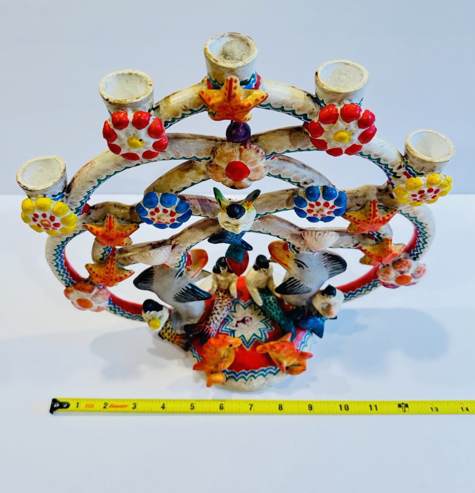 Vintage Mexican Tree of Life Pottery LARGE Mermaid Folk Art Arboles De Vida 12"