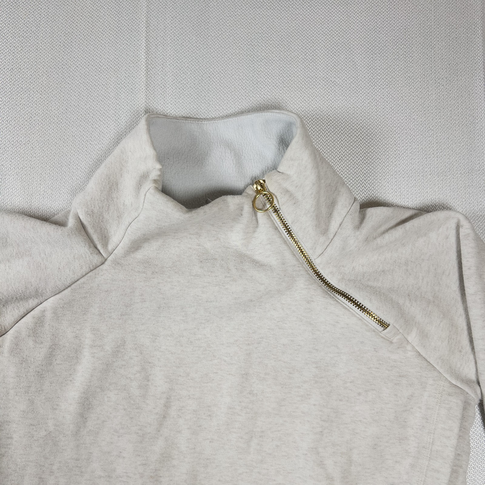 Athleta Cozy Karma Side Zip Funnel Neck Pullover Sweatshirt Size Small Oat