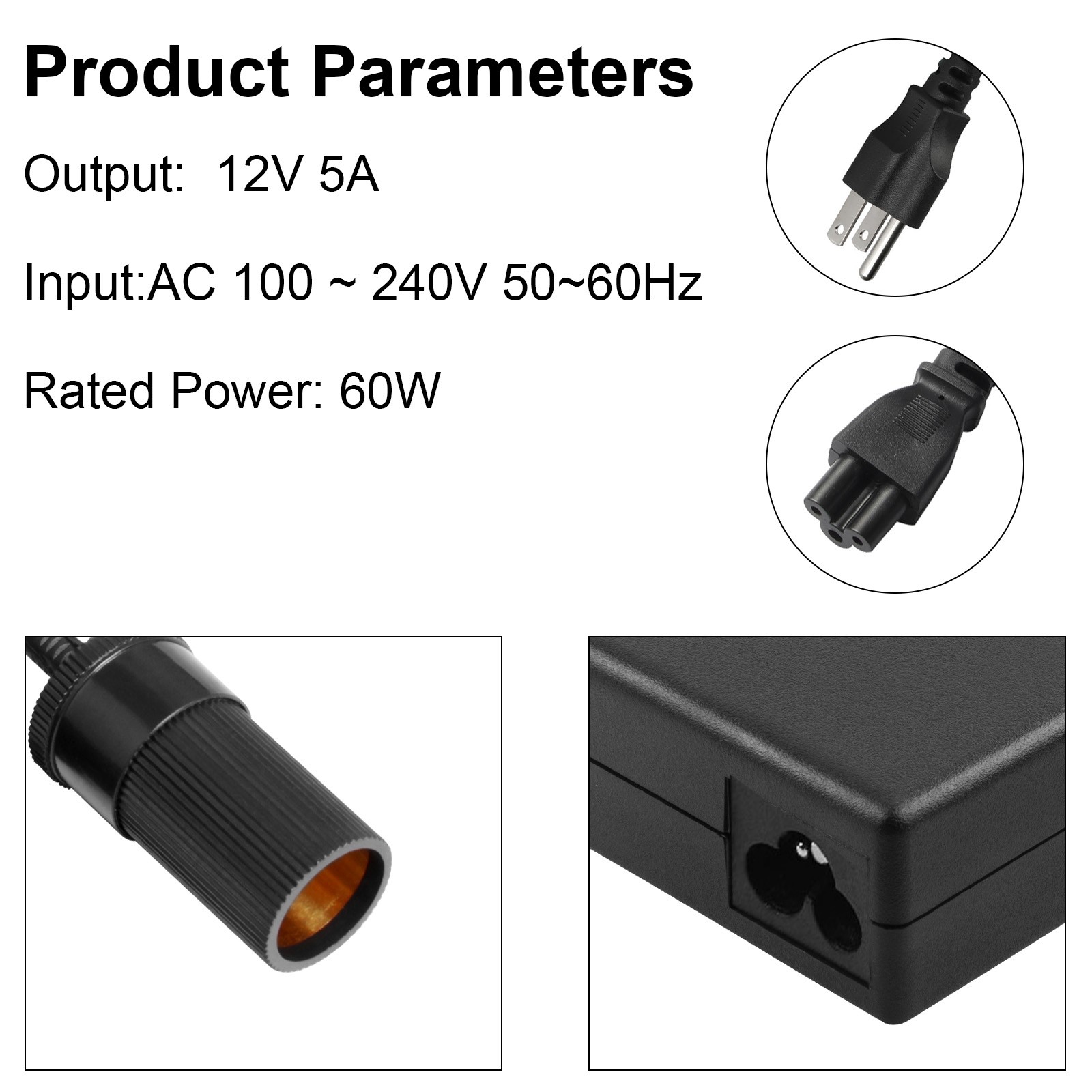 AC To DC 110V To 12V 5A/10A Car Cigarette Lighter Socket Converter Power Adapter