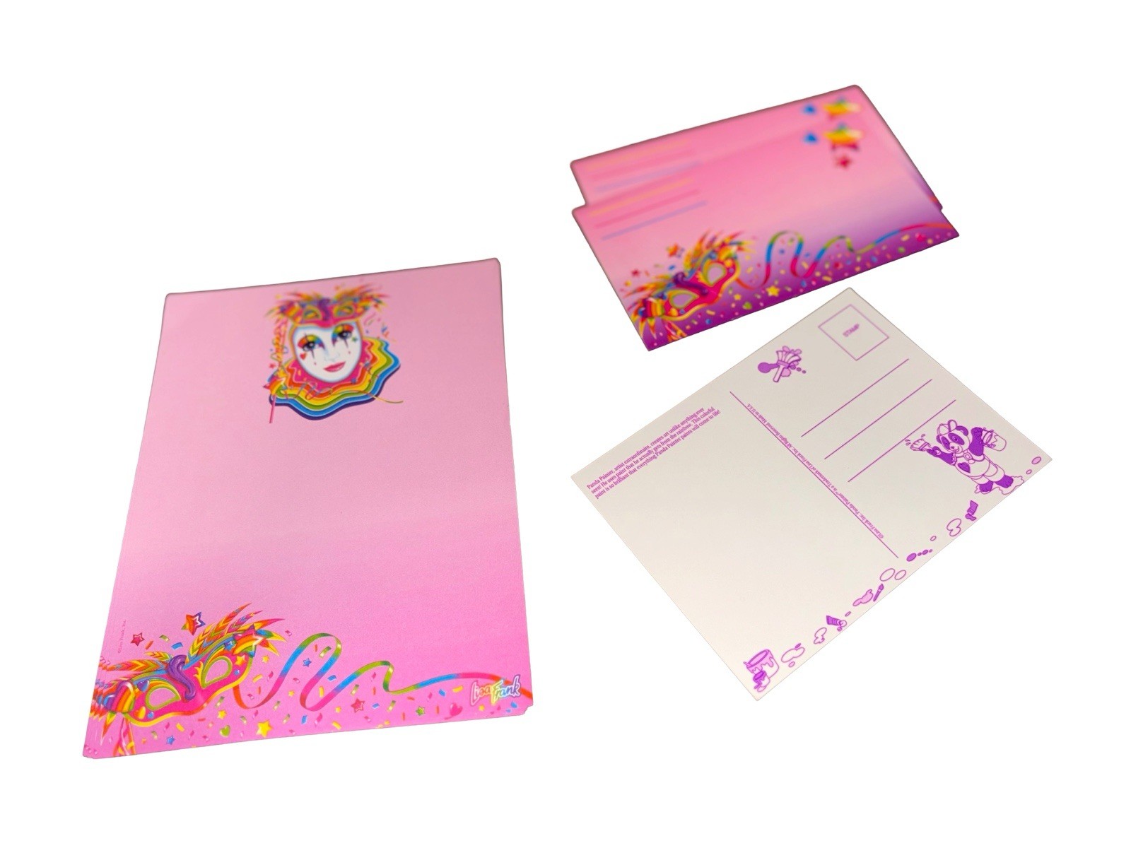 Lisa Frank Stationary Set Mardi Gras Clown Paper Cards Envelopes 90s INCOMPLETE