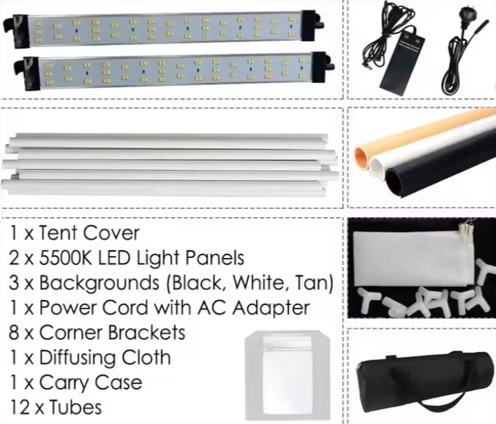 24" x24"x24" Photography Photo Studio Light Box LED Cube Tabletop 24x24x24 INCH