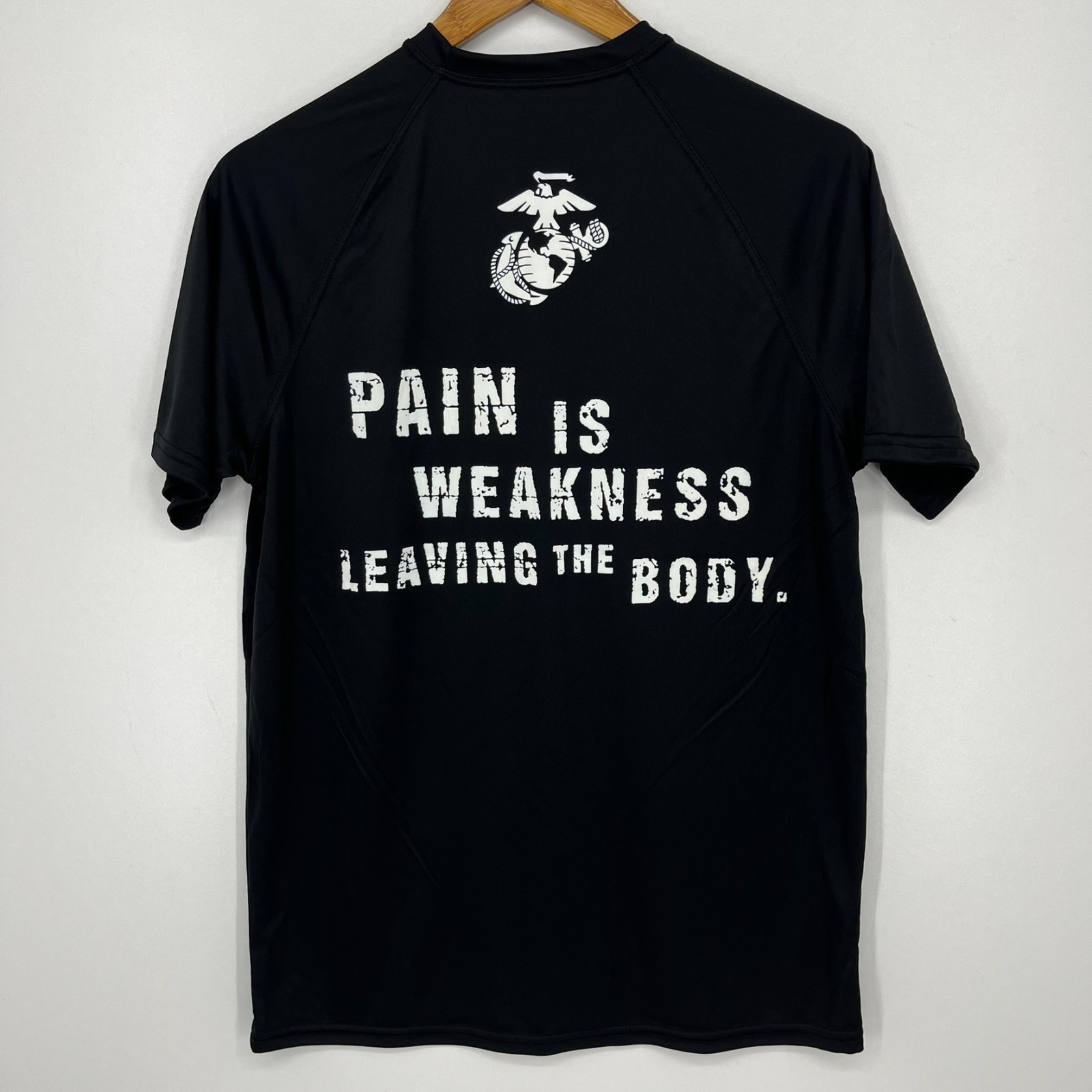 USMC Marines Short Sleeve T-Shirt Men's Size S Black Moisture Wicking USA NWOT