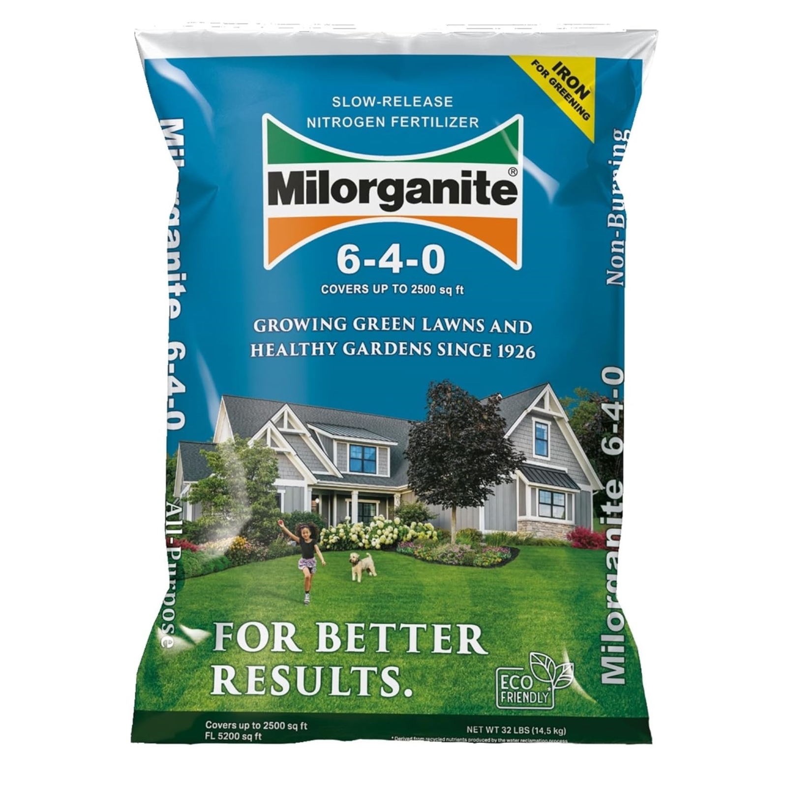 Milorganite All-Purpose Eco-Friendly Slow-Release Nitrogen Fertilizer, 32lb