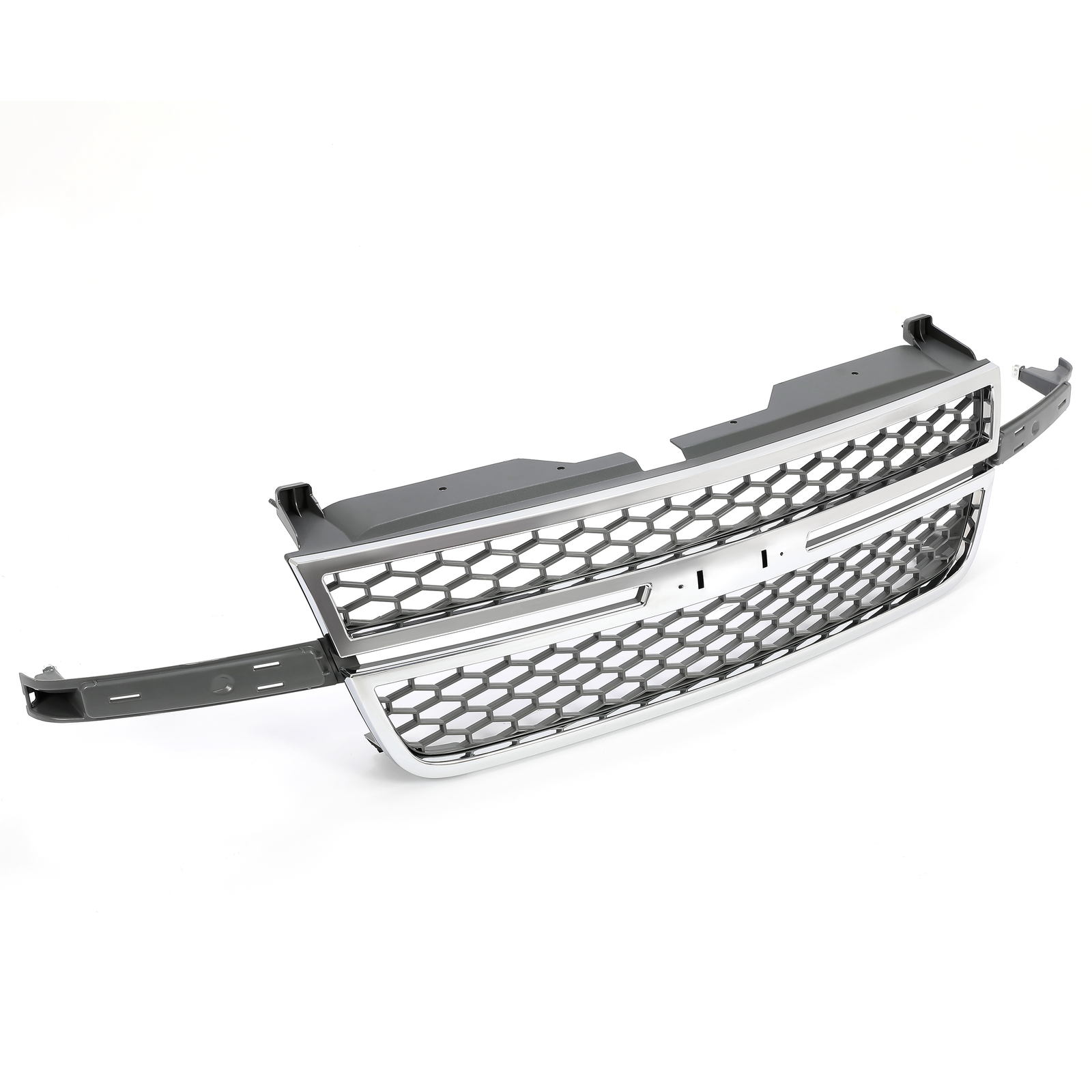 Honeycomb Grille for 03-07 Silverado 1500 2500 3500 Pickup Chrome & Gray