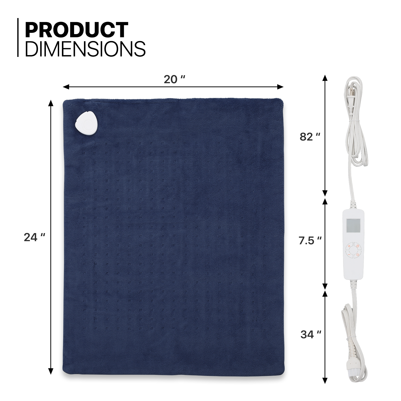 24"x20" Electric Heating Pad 6 Heat Levels Back Pain Muscle Cramps Relief Warmer