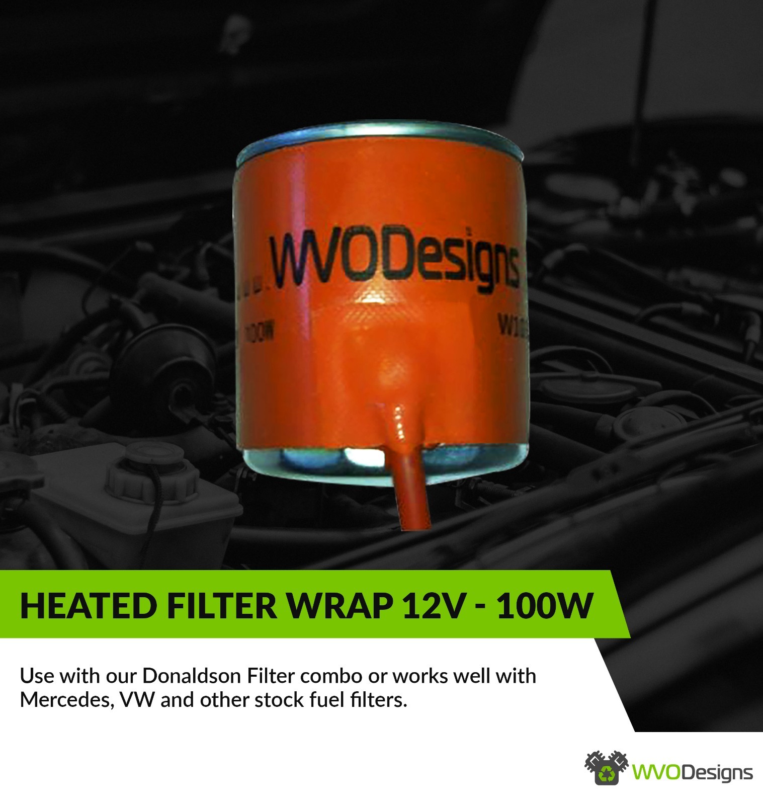 Fuel Filter Heater Wrap 100W 12V - Small