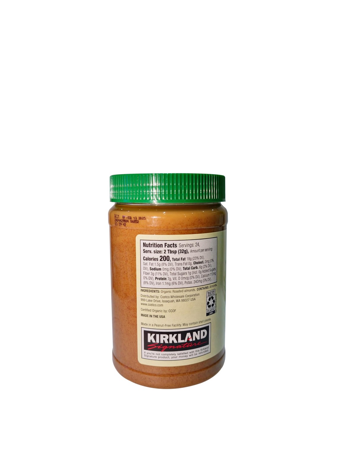 Kirkland Signature USDA Organic Creamy Almond Butter, 27 Ounce, 1.69 Pound (Pack