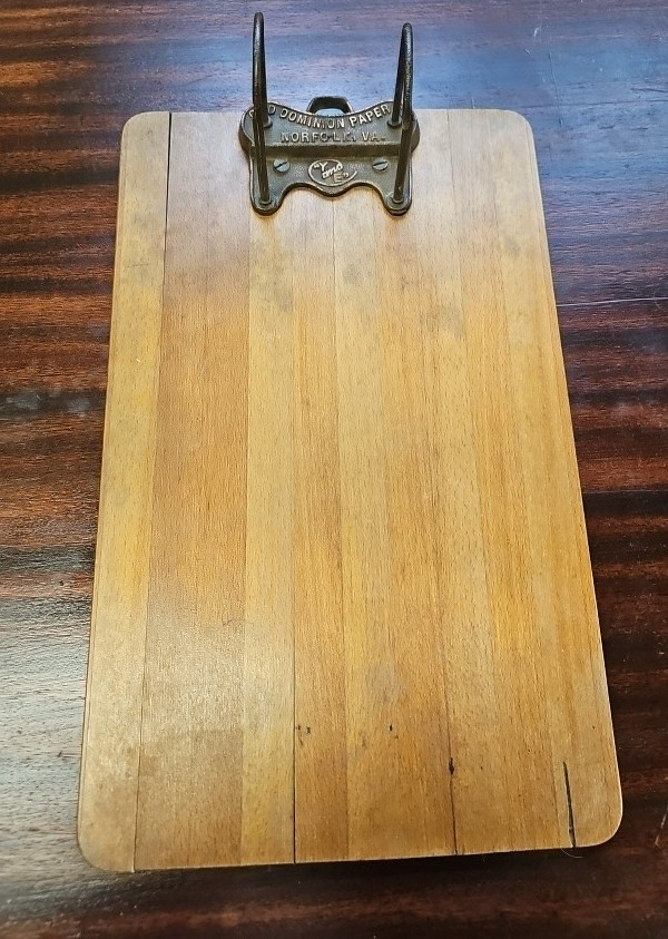 Antique Old Dominion Paper Co./Yaman and Erbe Wooden clipboard 14.5" X 9"