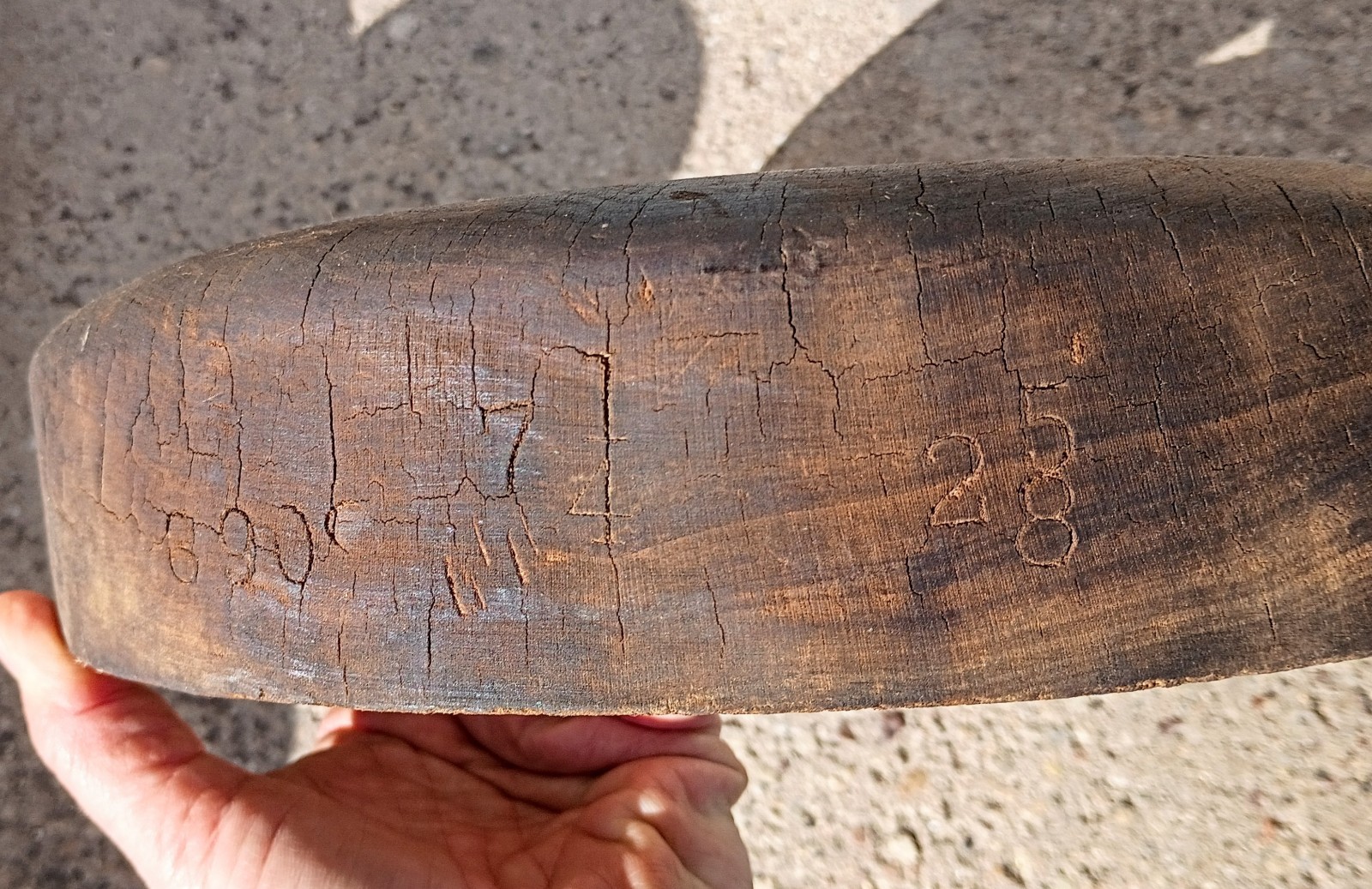 Antique Primitive Amish Solid Wood Millinery Block Dome 2 Piece Hat Form R475