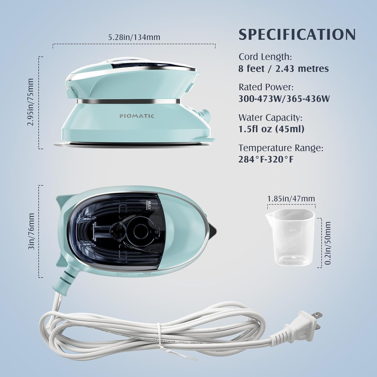 Travel Iron Mini with Steam for Clothes with Dual Voltage, Portable Mini Ironing