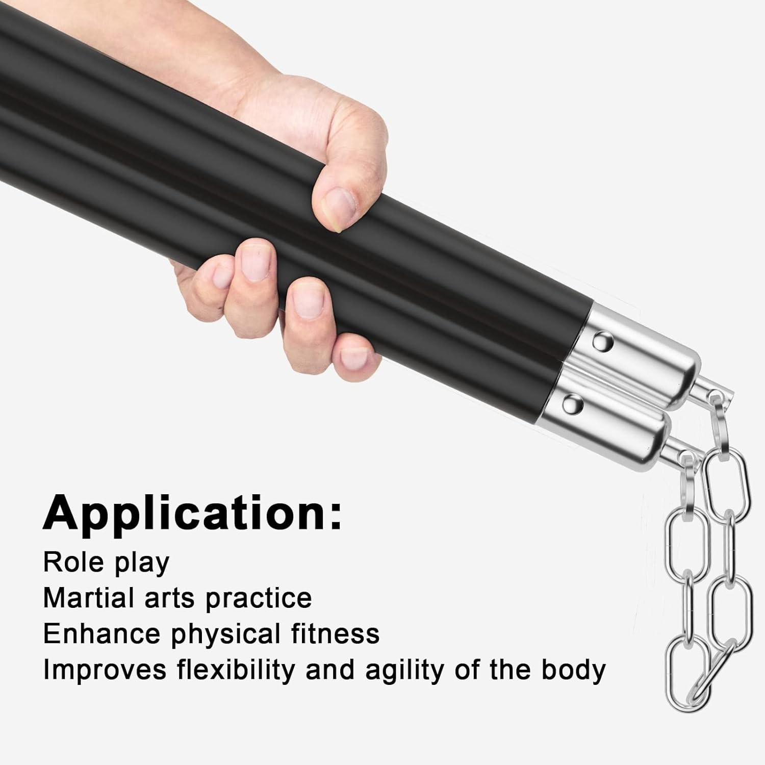 Professional Rubber Training Nunchucks with Steel Chain for Adults and Pros