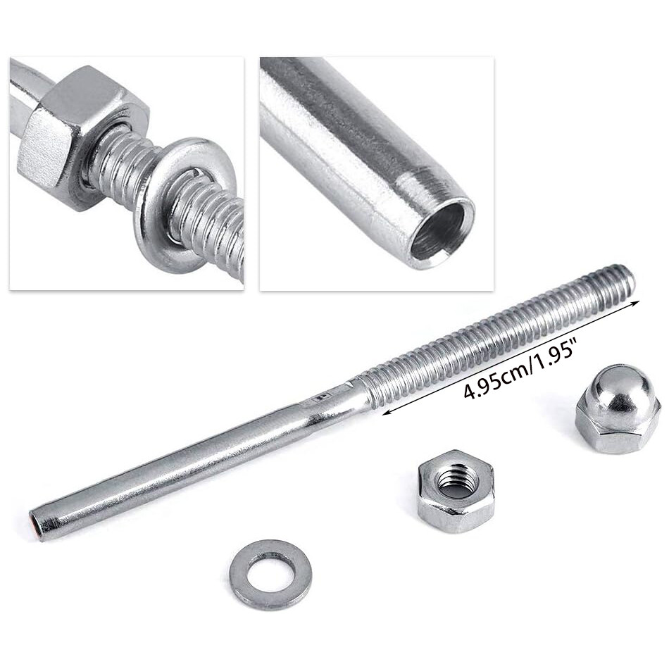 T316 Stainless Steel Swage Threaded Tensioner End Fittings 3/16" Cable Railing