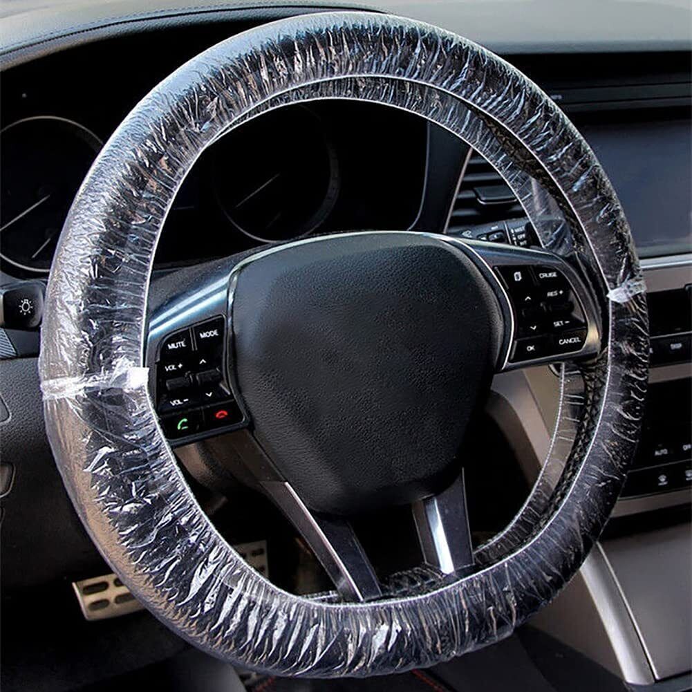 Universal Disposable Plastic Car Steering Wheel Cover Elastic Protective Covers