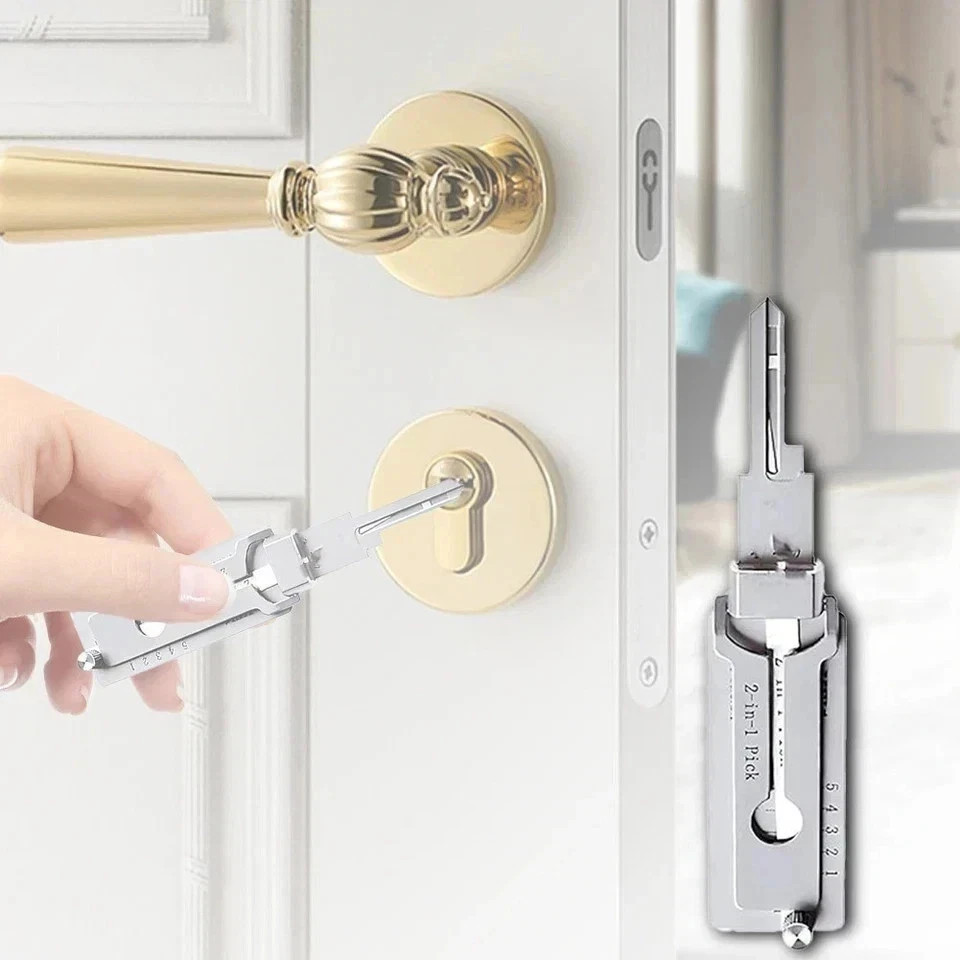 2-in-1 Stainless Steel Key Decoder SS001 PRO Lock Decoder Repair Tools-(1pc)*