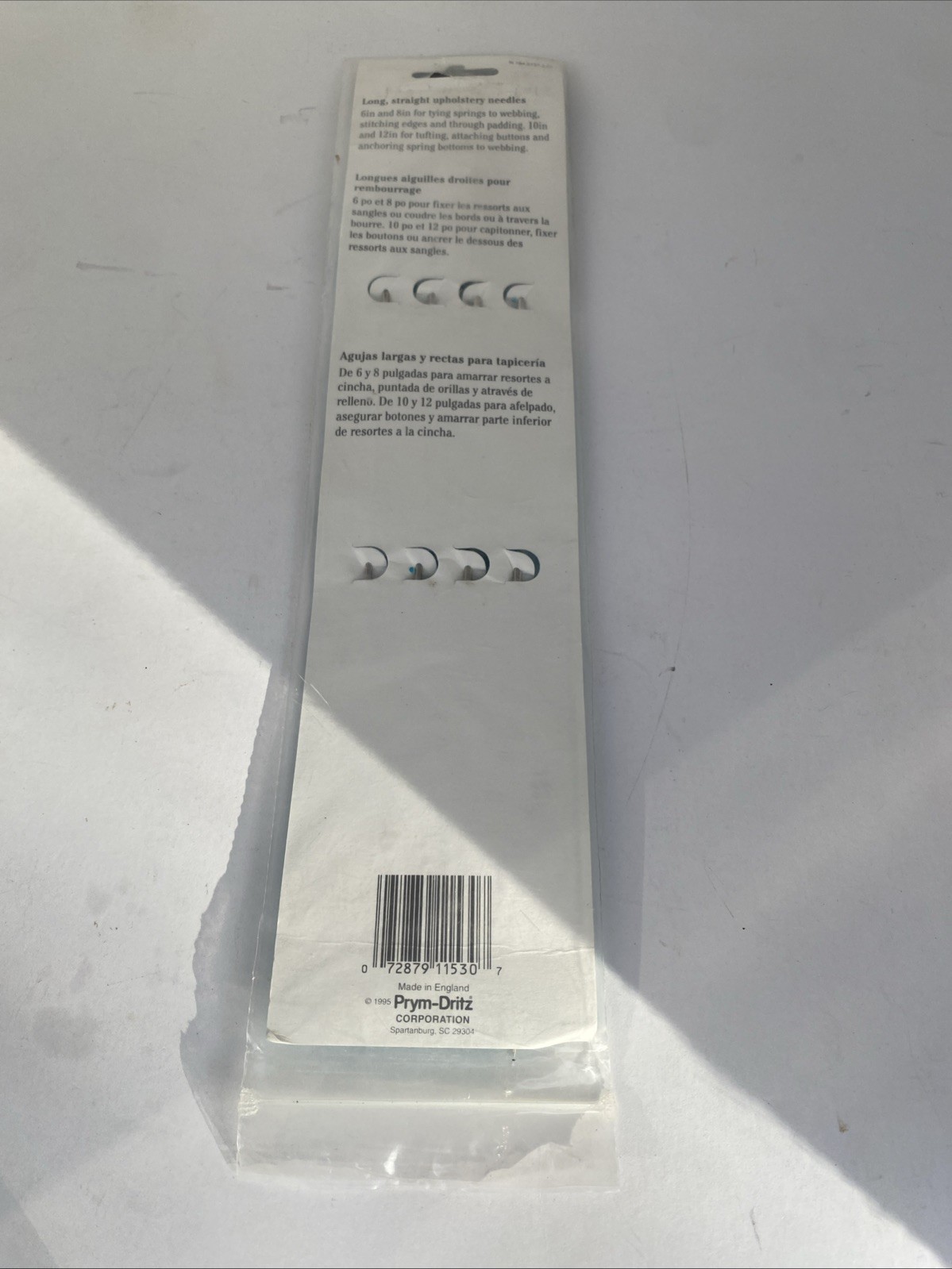 Dritz Prym Upholstery Hand Needles Long Size 6 8 10 & 12 Inch Made In UK VINTAGE