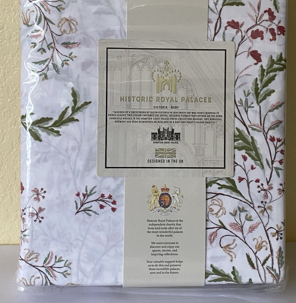 Historic Royal Palaces Duvet Set KING 100% Cotton FLORAL Red Green White NEW