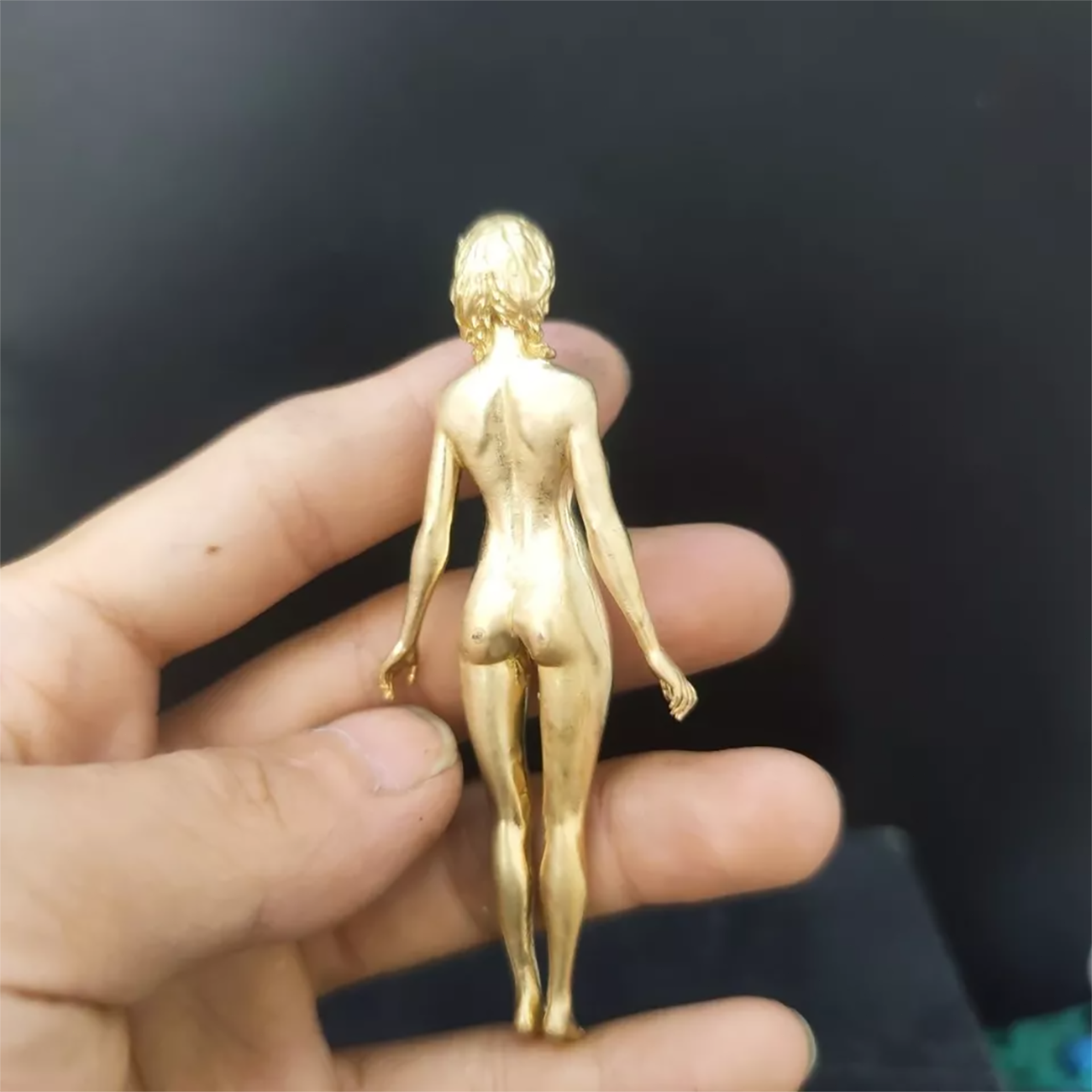 3.5" Solid Brass Girl Nude Female Body Beautiful Statue Body Art Hand Grip