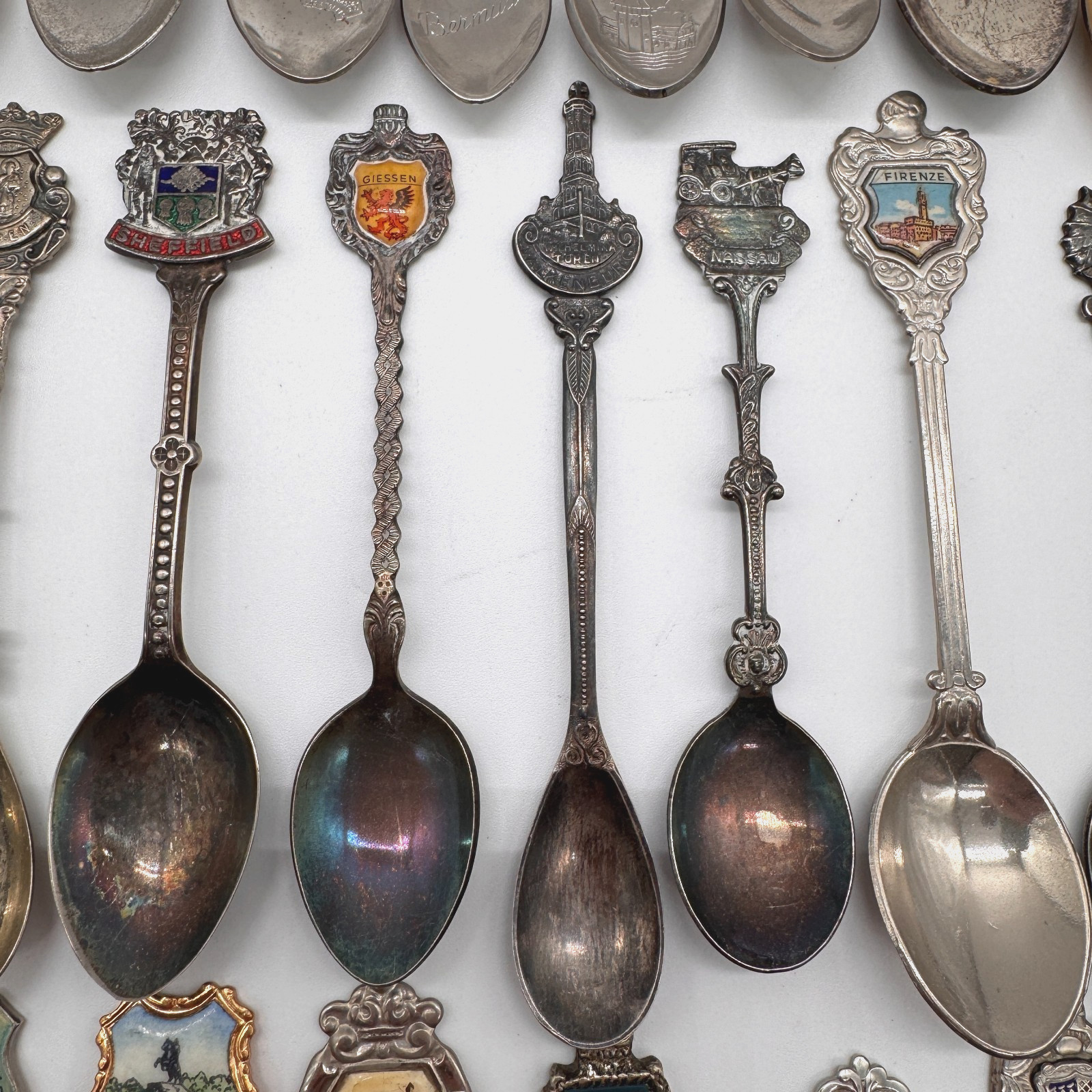 Lot of 47 Souvenir Spoons - World Countries - Silverplated EUC