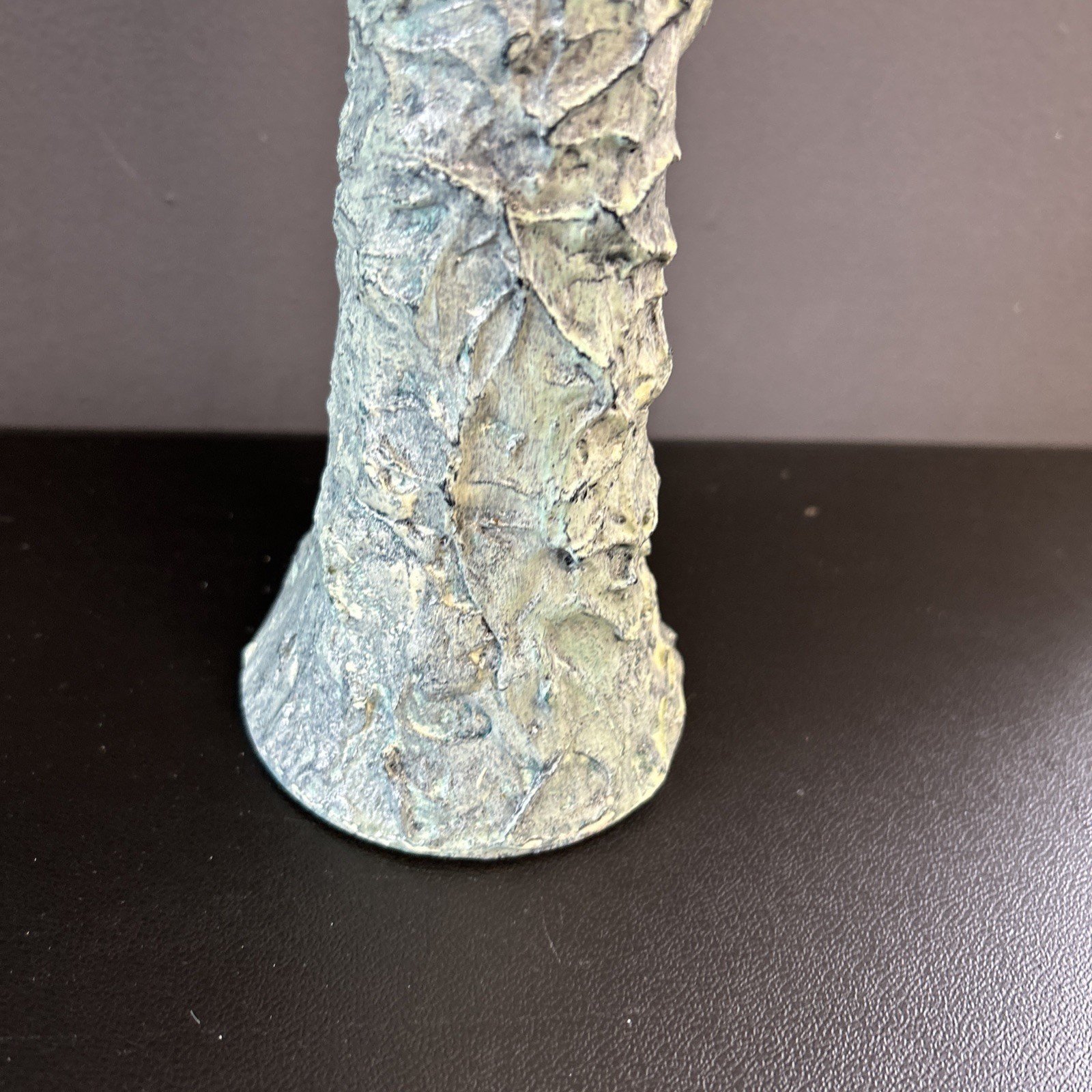 Upcycled Tall Vase Grunge Moody Textured Painted White Waxed Resin Blend 15”